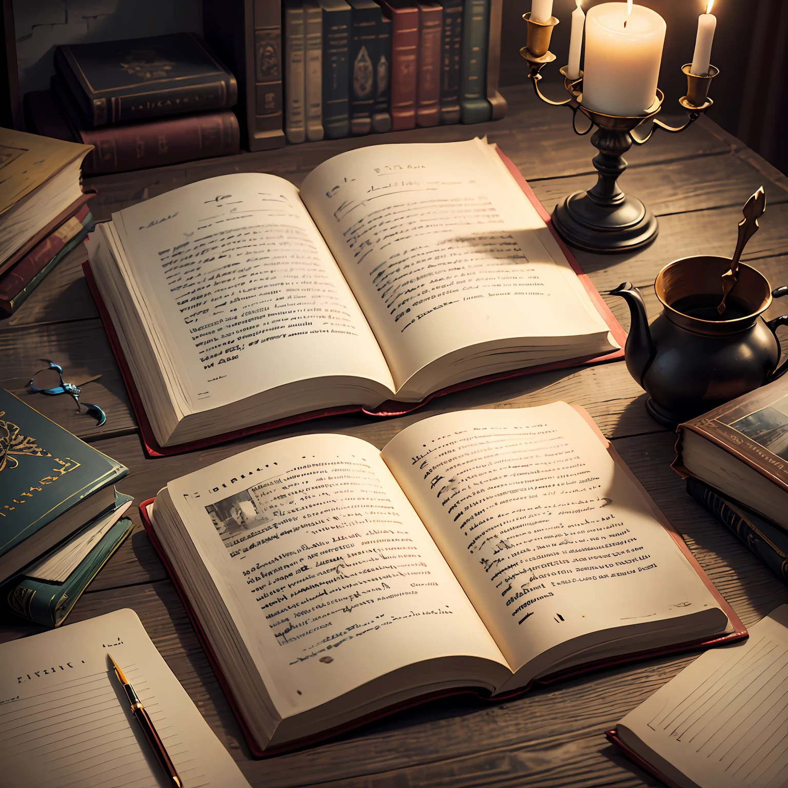 A profound Bible held in weathered hands, the pages worn and fragile, revealing passages marked with countless annotations and underlined verses, surrounded by a dimly lit study adorned with antique bookshelves and flickering candlelight, evoking a sense of reverence and wisdom, Painting, watercolor on textured paper, --ar 4:3 --v 5 --auto