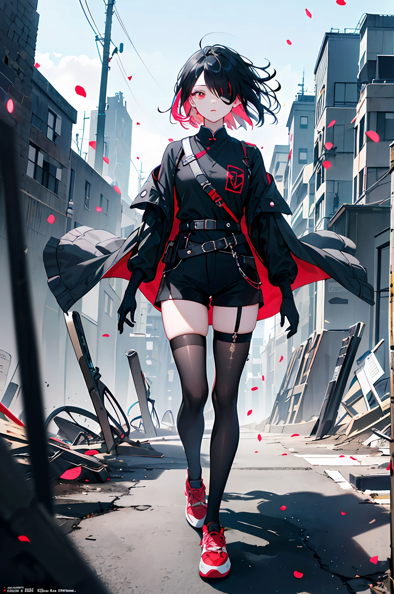 A pair of Nike's board shoes,Has cyberpunk style shoes,The main body of the shoe is black, and red is the auxiliary color,Very refined and exquisite,hyper-high detail,4K