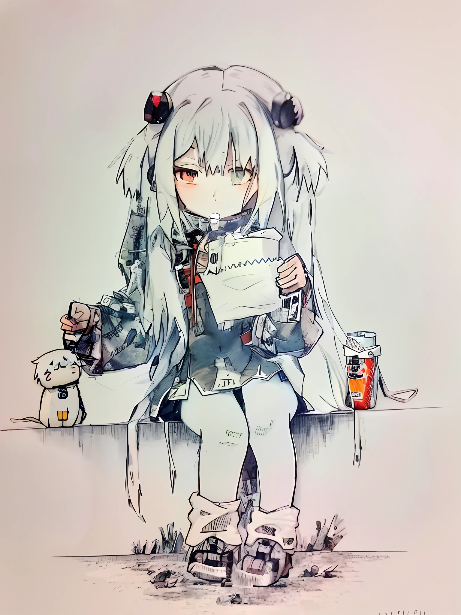 anime girl sitting on a bench with a cup of coffee, small **** girl, anime girls drink Energy drink, Anime monster girl, small curvaceous ****, style of anime》, Anime girl with long hair, anime moe art style, anime girl with cat ears, ****, Cute anime girl, cute anime catgirl, the anime girl is crouching, An anime girl