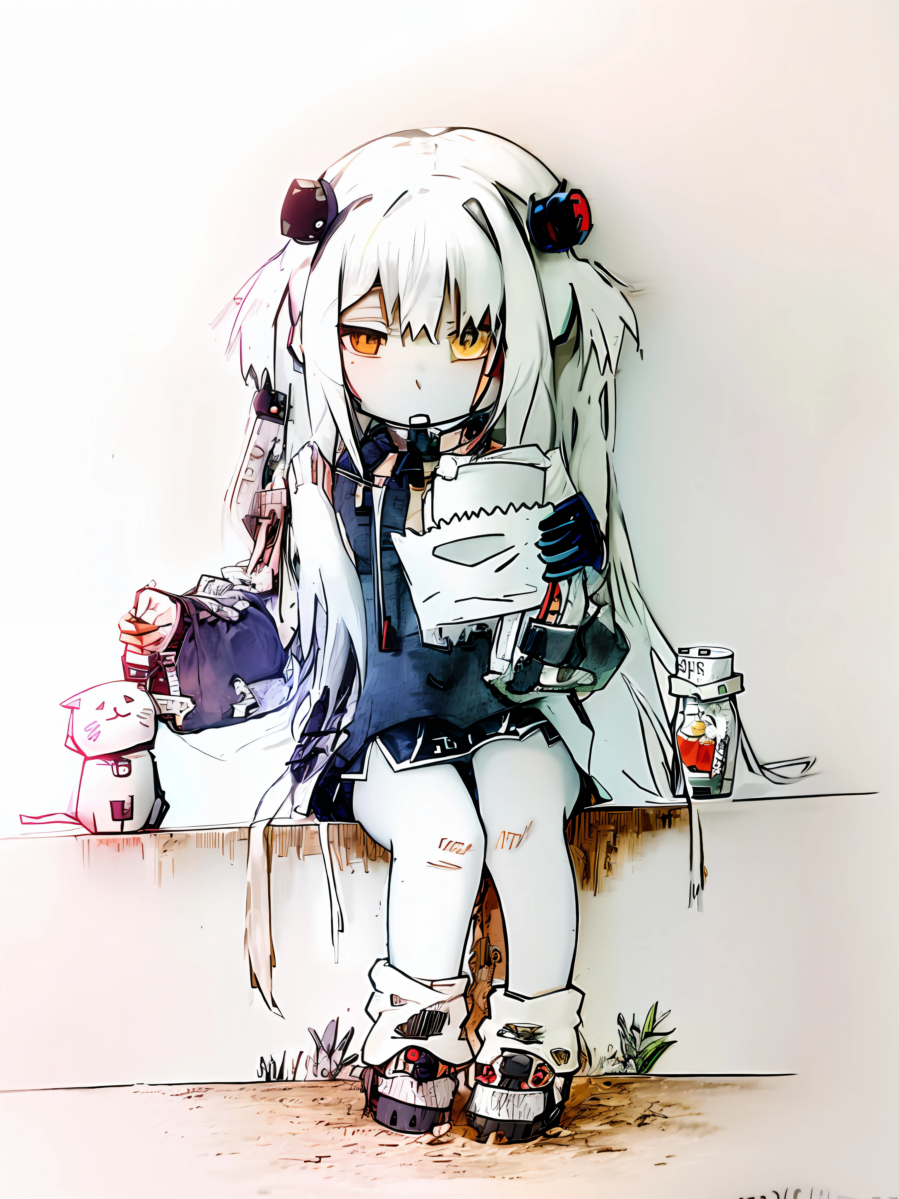 anime girl sitting on a bench with a cup of coffee, small **** girl, anime girls drink Energy drink, Anime monster girl, small curvaceous ****, style of anime》, Anime girl with long hair, anime moe art style, anime girl with cat ears, ****, Cute anime girl, cute anime catgirl, the anime girl is crouching, An anime girl