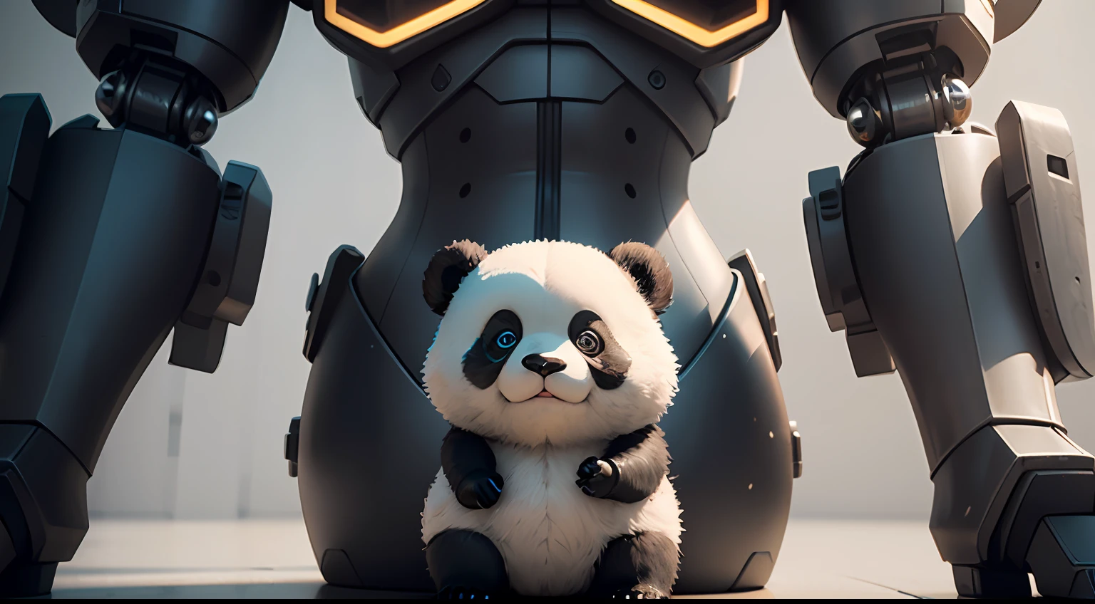 ((best qualtiy)), ((tmasterpiece)), (the detail),((Anthropomorphic illustration)),a cute chubby panda,Chinese giant panda,Panda wearing mecha,cyber-punk,one piece anime,blind box,transparent plastic,fluorescence,close-up,precision mechanical parts,3D,C4D,blender,mechanical mecha --auto