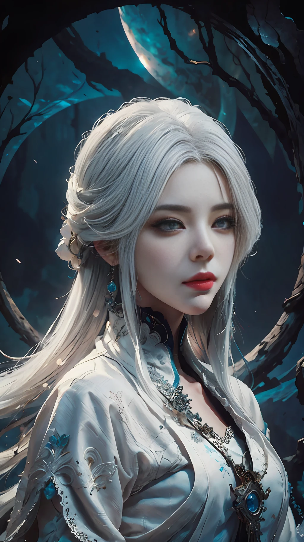 a close up of a woman with white hair and a white mask, beautiful character painting, guweiz, artwork in the style of guweiz, white haired deity, by Yang J, epic exquisite character art, stunning character art, by Fan Qi, by Wuzhun Shifan, guweiz on pixiv artstation --auto