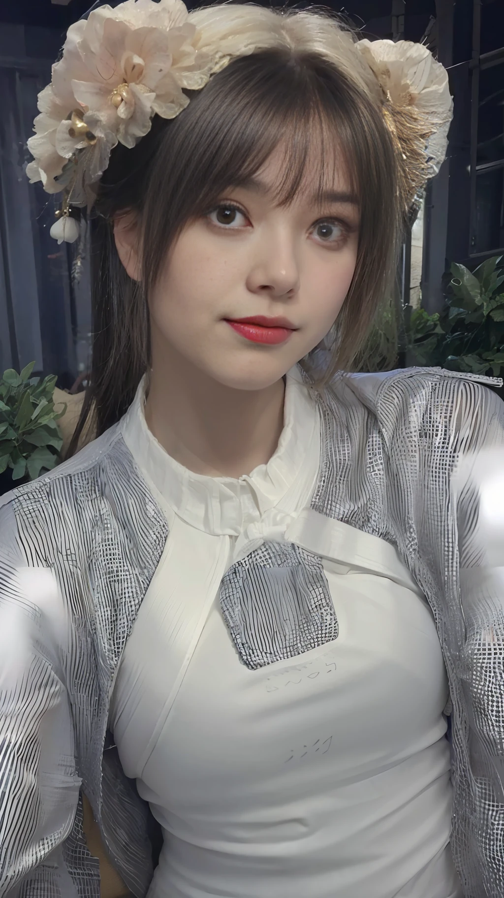 (best qualtiy,16k, tmasterpiece,The ultra -The high-definition: 1.3) ,(true to life,真实感:1.3),1girll,Korean beauty student,Salt outfit, JK school uniform,(oversized boobs:1.5),(Slender legs,Smooth and white),
