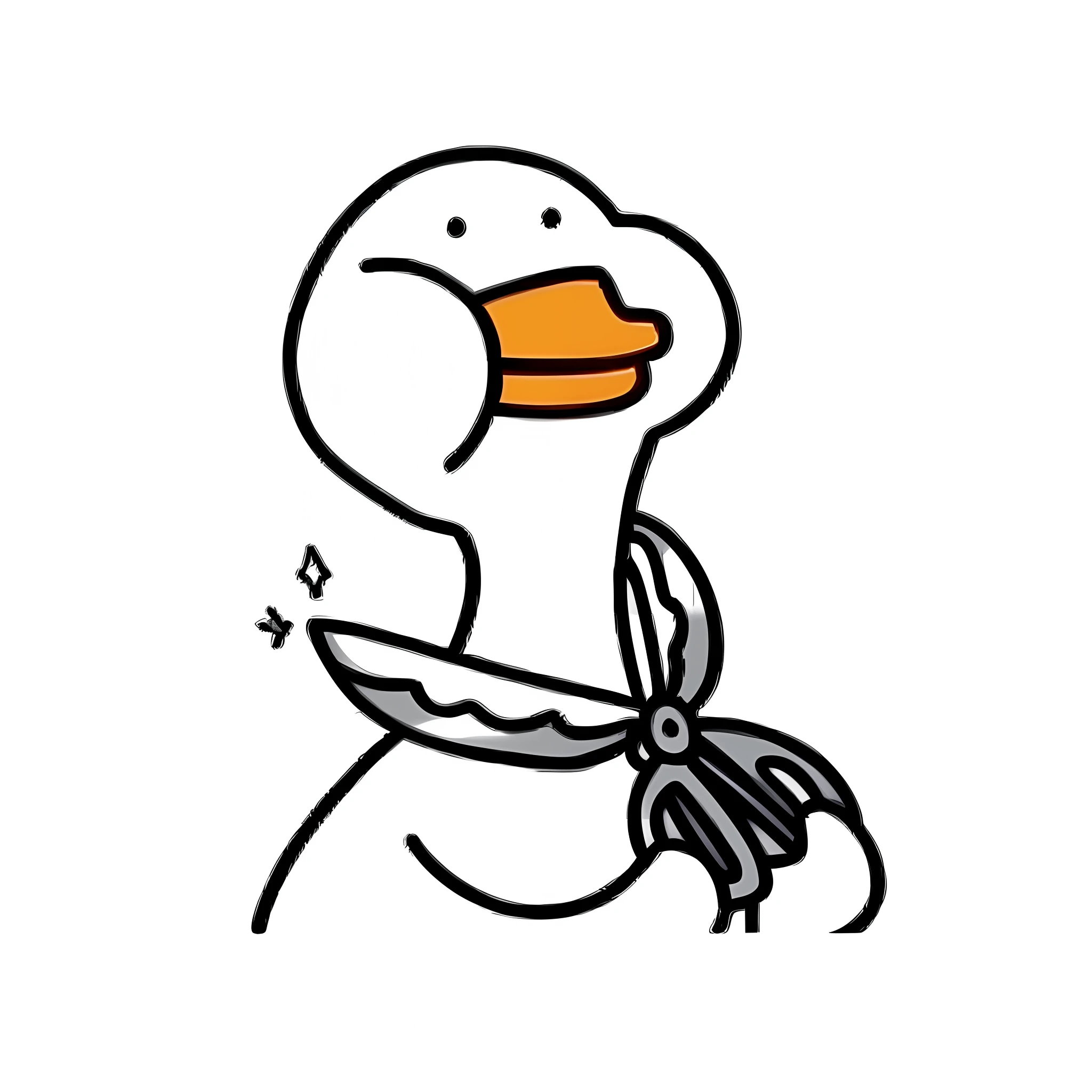 cartoon duck with a knife in its mouth, scientist is a duck, armored duck, telegraph stickers, subject= Duck, robocop duck, the bird is wearing a bowtie, quackery, robot shaped like a rubber duck, Duck, resin, the macho duck, inspired by Jacob Duck, detailed duck