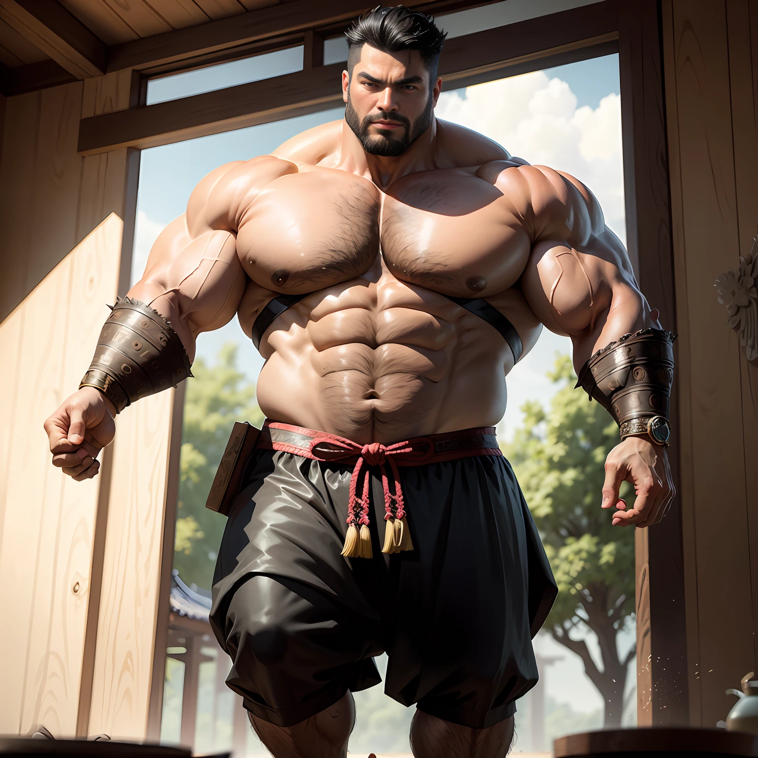 The man tied by a rope is in the room, Muscular!! Sci-fi, extreme muscles, exaggerated muscle physique, Bulging muscles, musculous, steroid use, Large muscles, massive muscles, exaggerated physique, musculous,Frightening, musculous, bursting with muscles, body builder, absurdly muscular physique, musculous,musculature,mtu,Slightly fat,the feet,photorealestic,Beard,full bodyesbian,bob-cut hair,Realiy,thick leg,Barefoot,bear,uncle,large tall,Fitness,The ultra -The high-definition, 巨作, Textured skin, A high resolution, High details,full bodyesbian, --auto