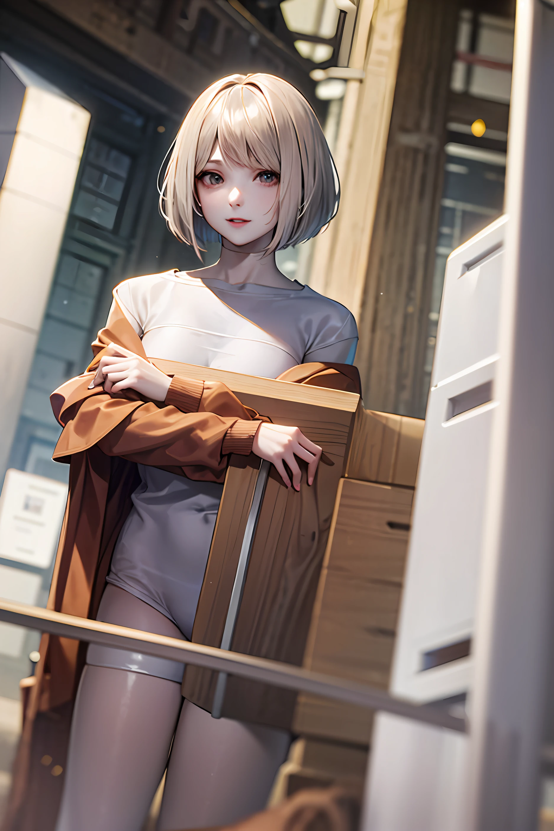 female pervert，No clothes，White skin tone，bob-cut hair，CG