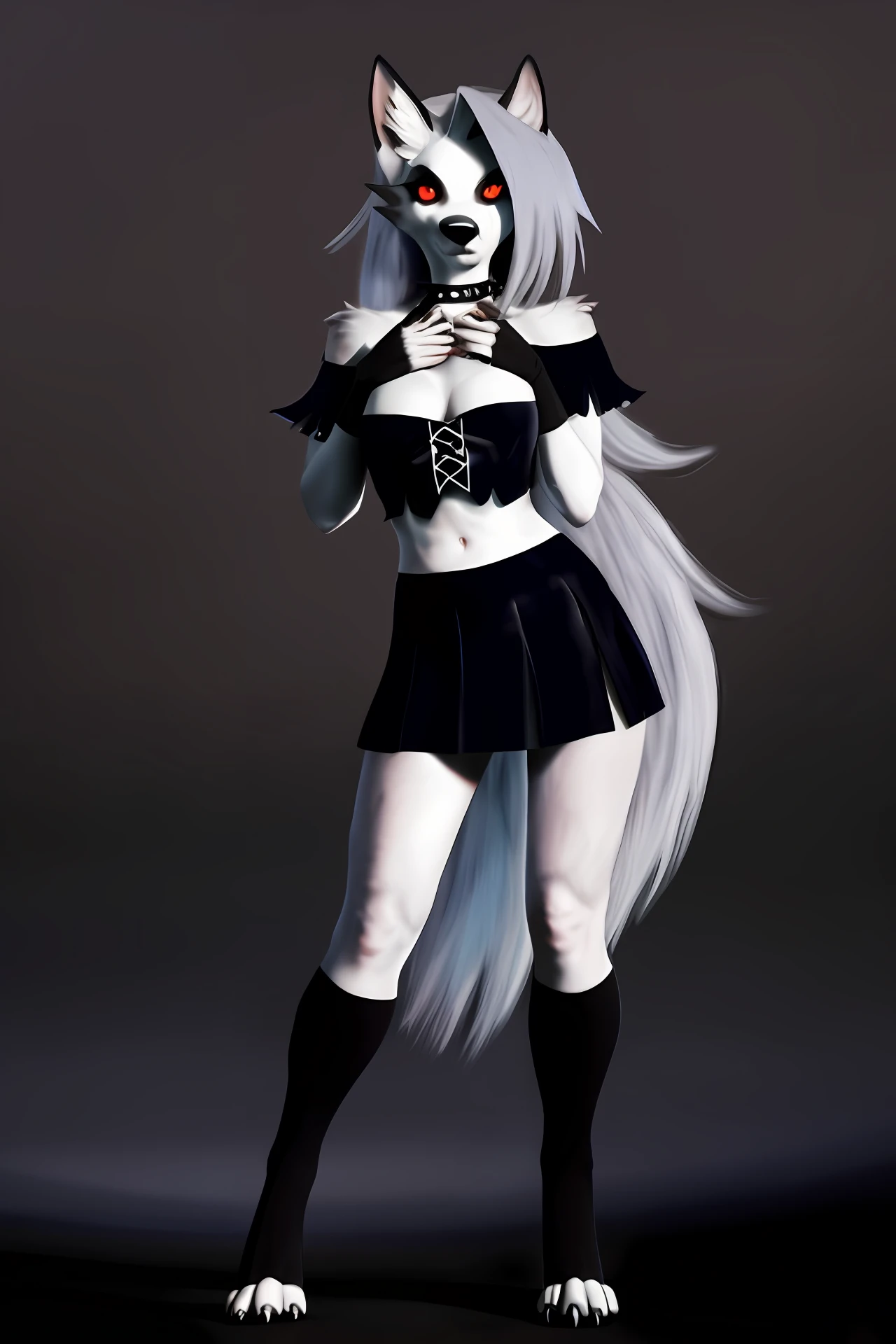 solo, mammal, fell, stern, raum, anthro, haare, hi res, detailliert, Loona, Helluva boss, standing position
