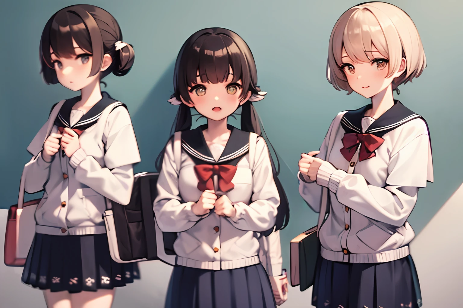 schoolgirls,A yellow-haired
