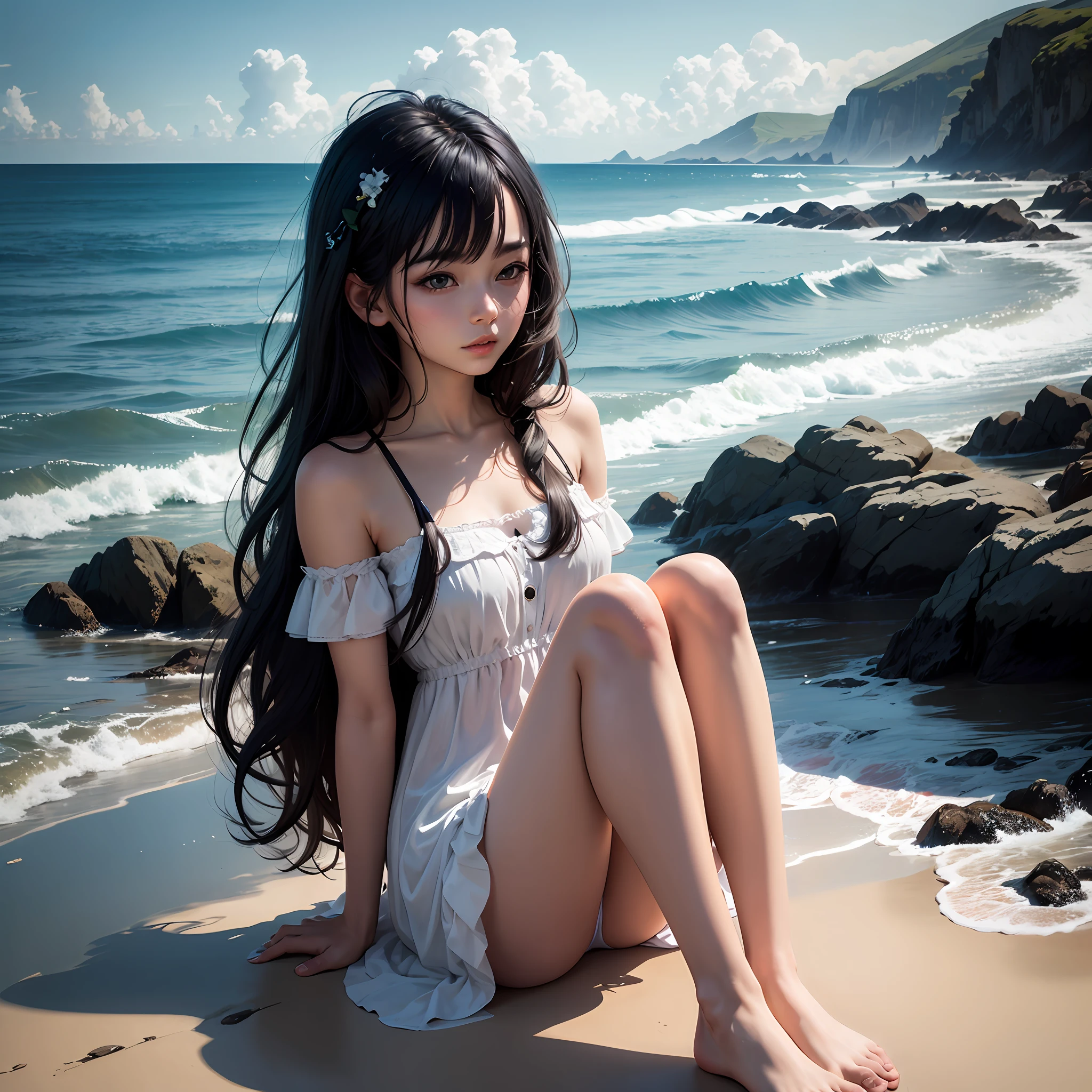 A,Have by the sea,black color hair,Quality HD --auto