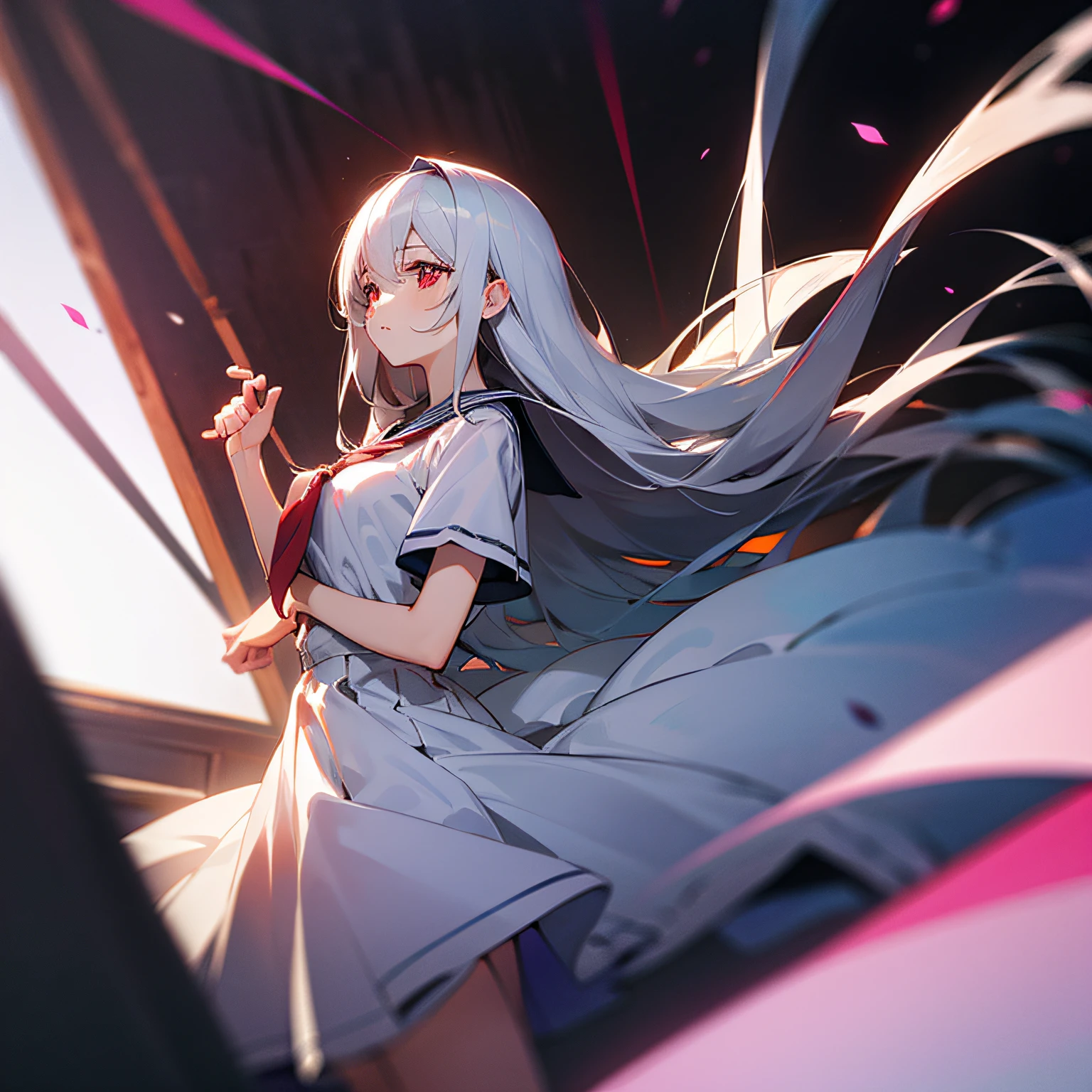Beth,whaite hair,red eyes,length hair,White dress,schoolgirls --auto