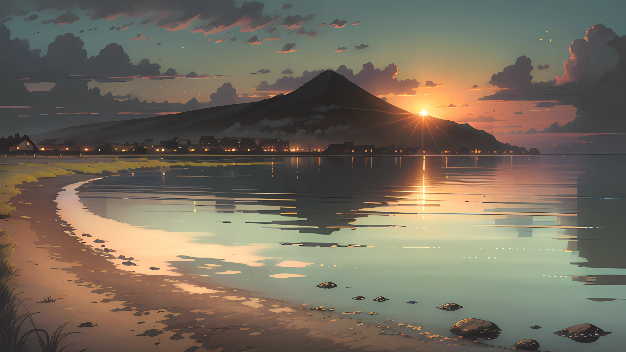 Beautiful sunset on the beach.