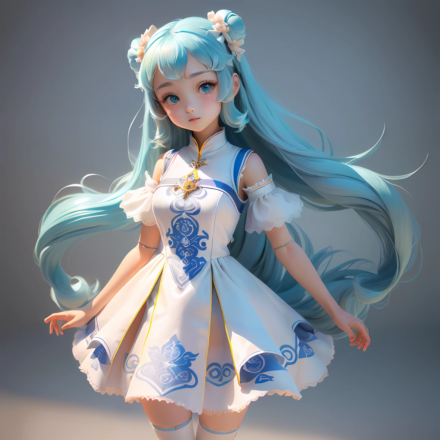 small ,whaite hair,Turquoise eyes,