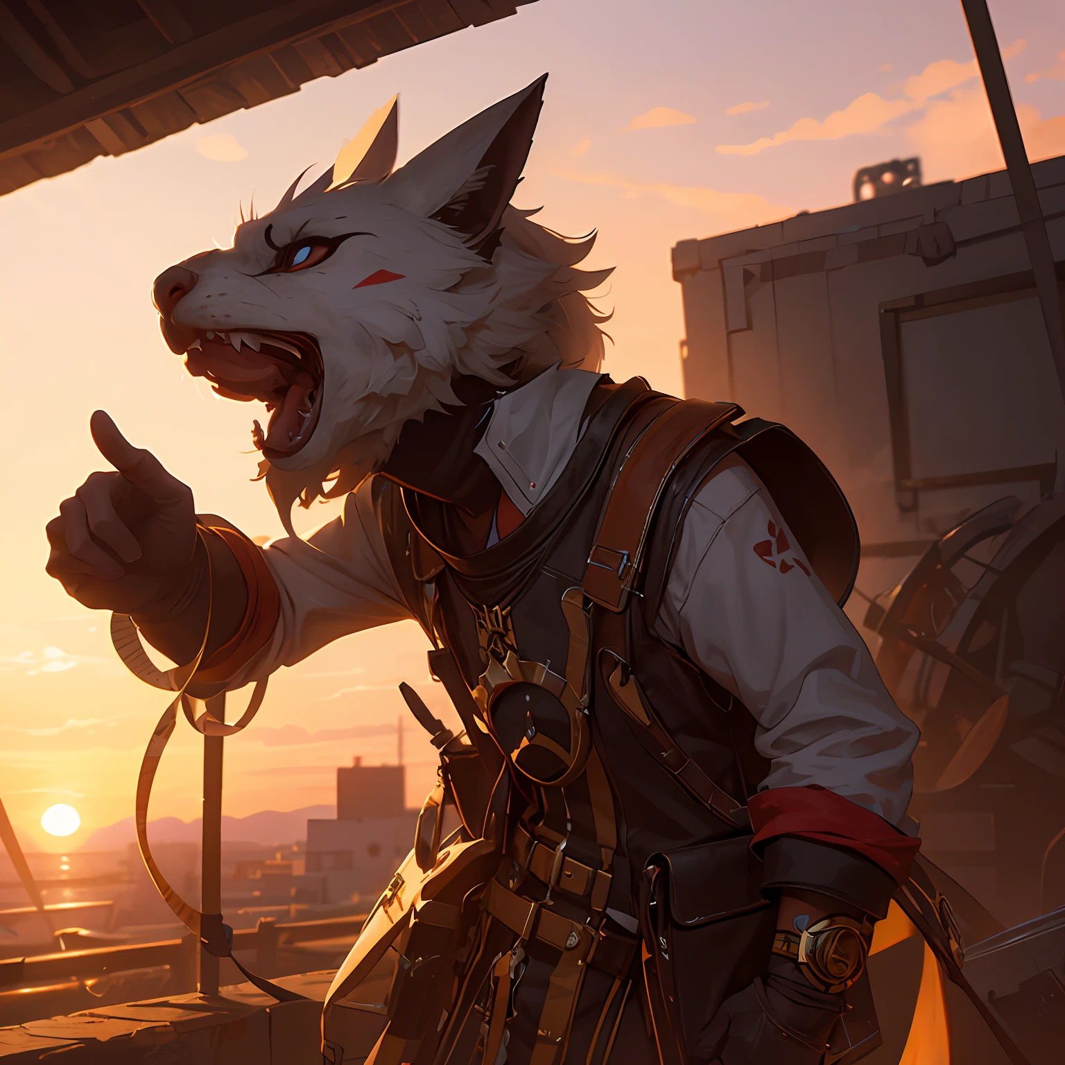 nvinkpunk:1.2) (estilo snthwve:0.8), anthro, lightwave, sunset, intrincado, altamente detalhado escrita Kazart --auto