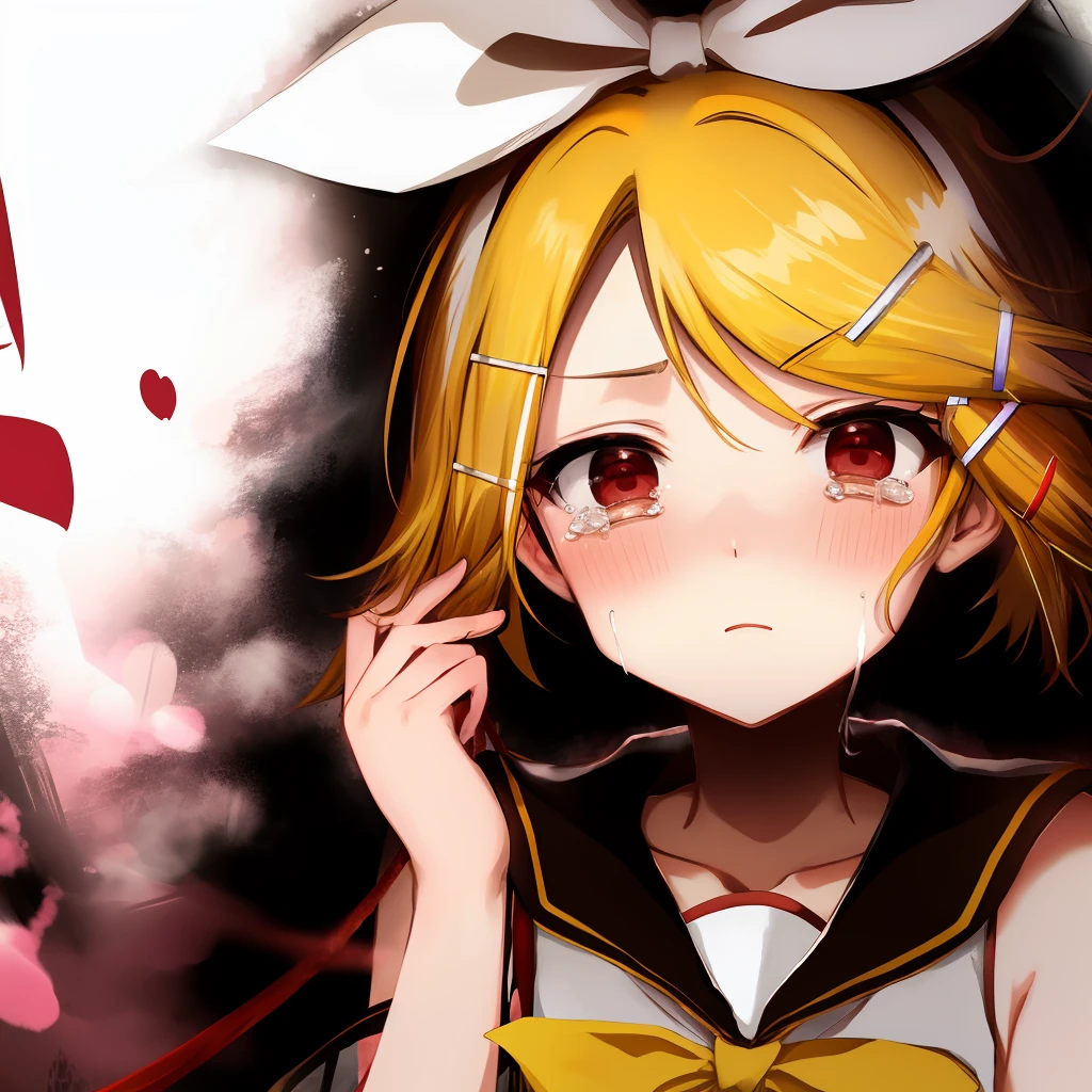 Kagamine phosphorus、red blush、Crying face、noose