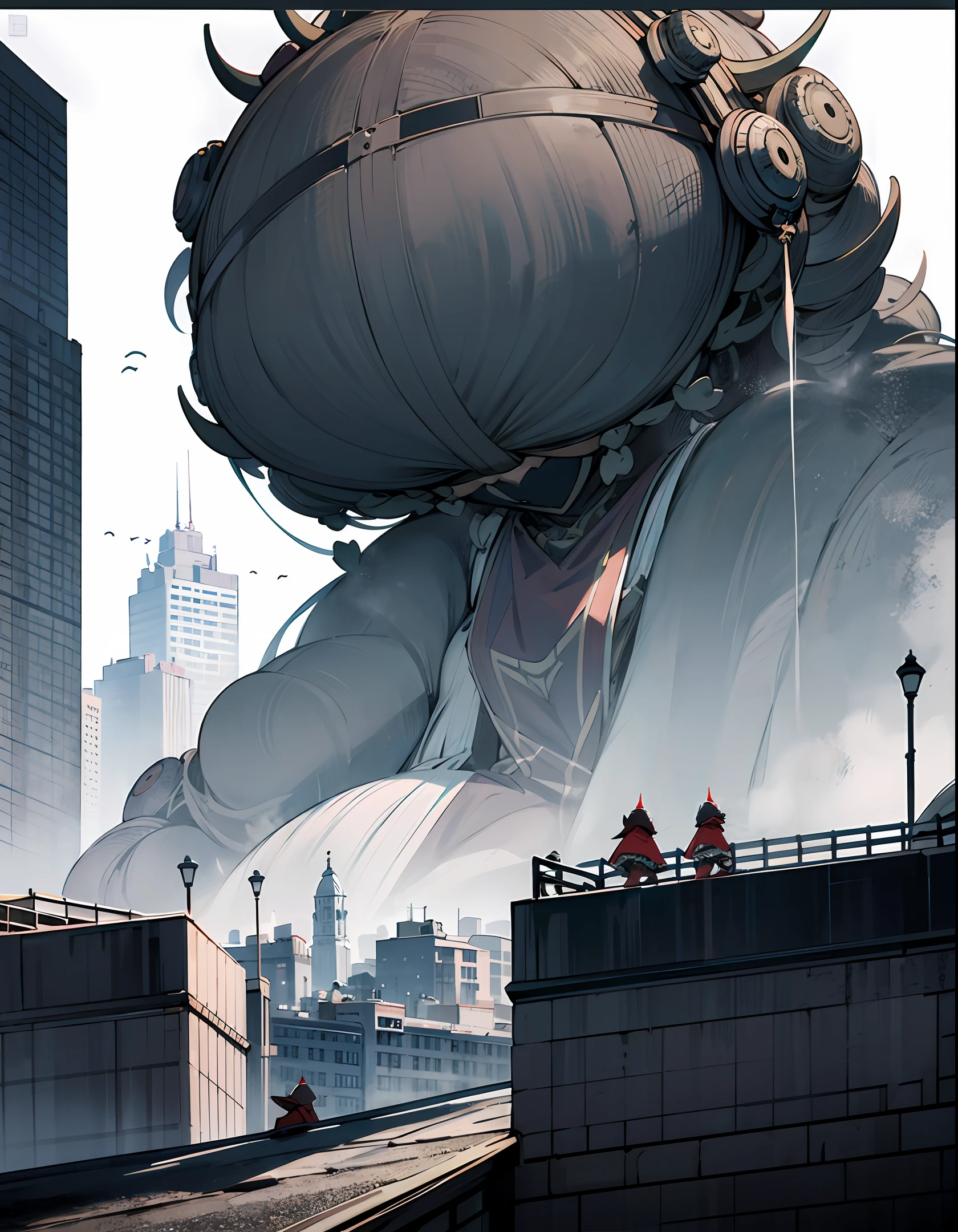 Giant maidens trample on the city