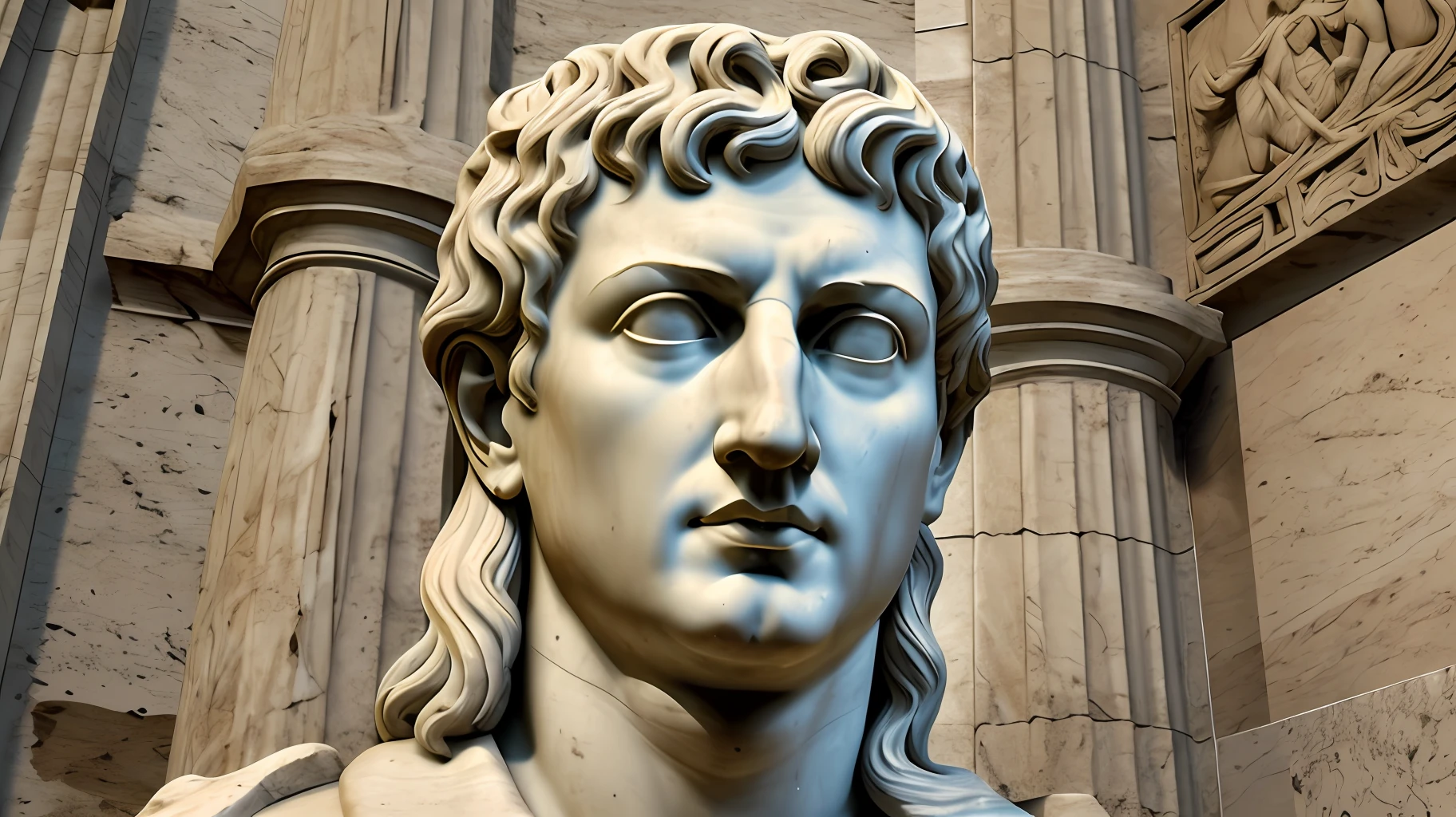 Portrait, realism, photorealism, ancient Roman emperor, as a white marble statue --auto --s2