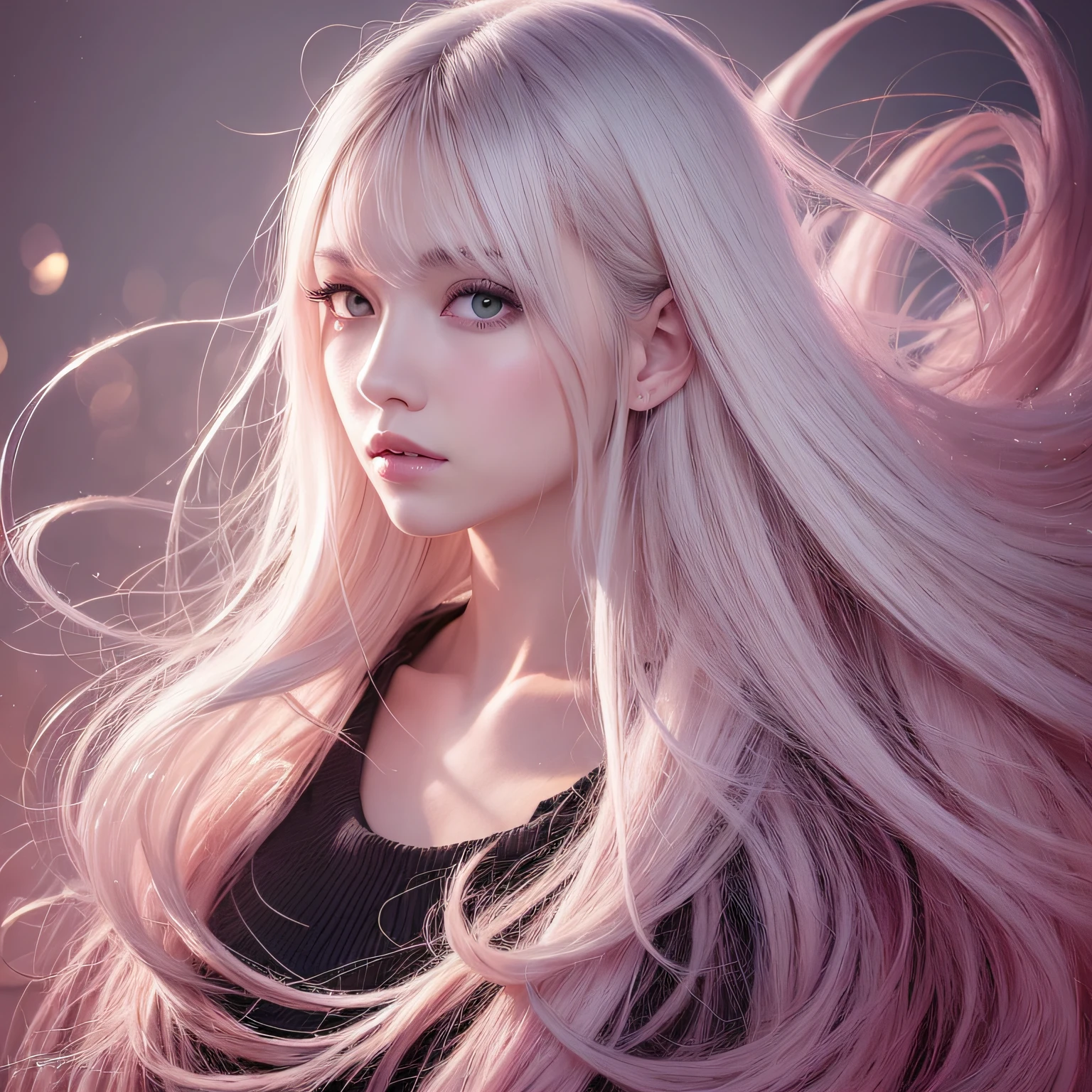 Pale white hair Light pink skin, Menina anime com cabelo longo soprando no vento, glowing flowing hair, linda arte digital linda, flowing glowing hair, lindo arte digital, stunning digital illustration, bela arte digital, bela arte digital, linda pintura digital, beautiful illustration digital, arte digital muito bonita, epic digital art illustration, Digital painting nice, pintura digital impressionante, beautiful flowing hair, arte digital impressionante, Ultrarrealista, with special attention to detail.