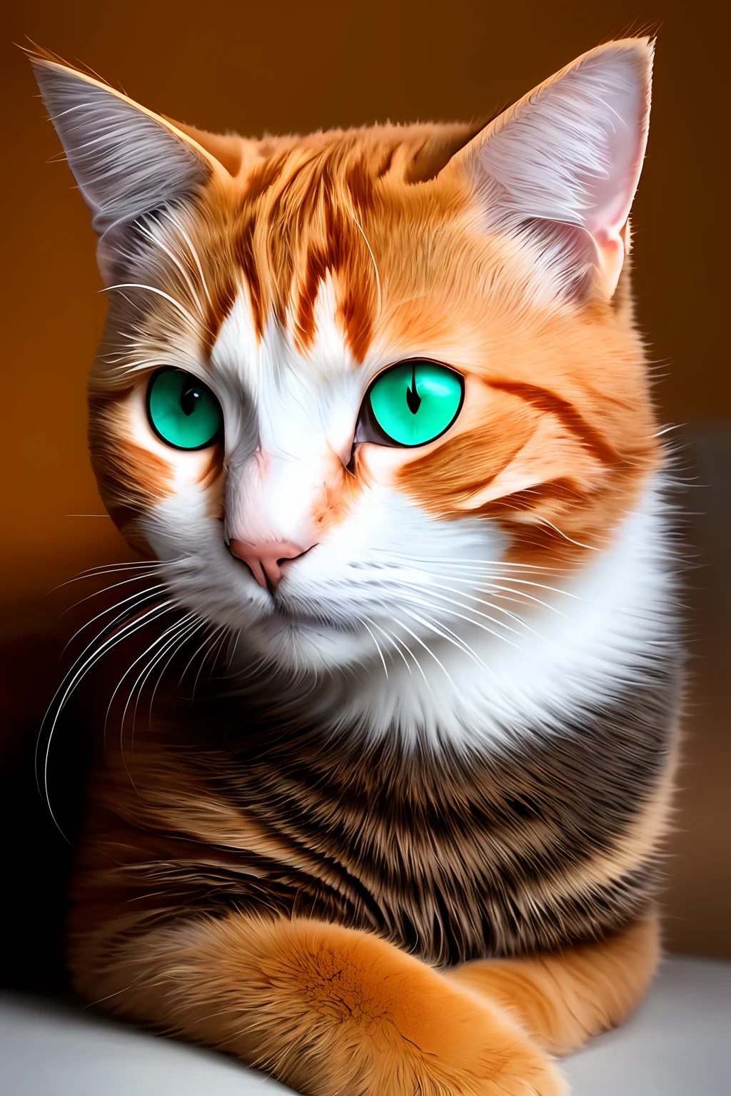 Orange cat green eyes
