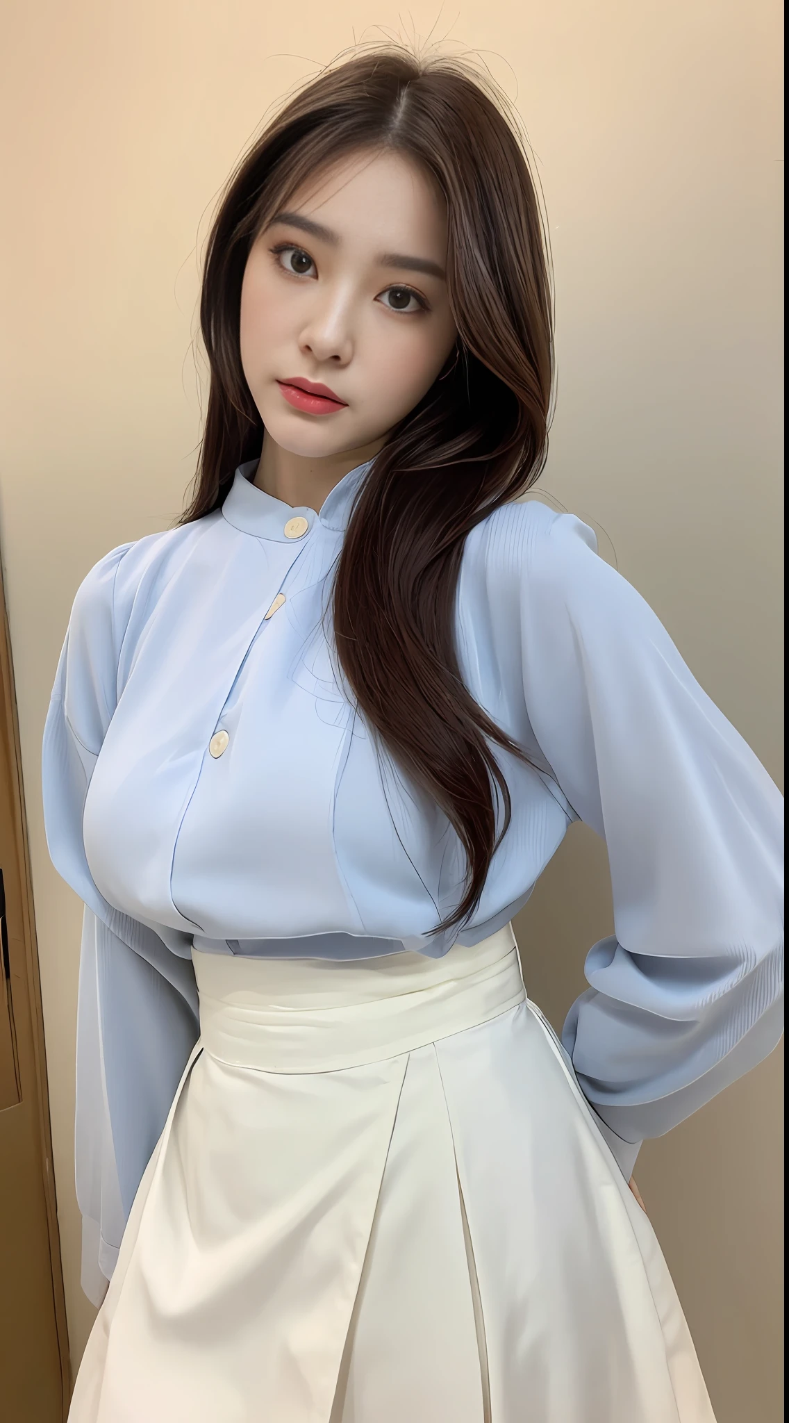 Highest HD picture quality,tmasterpiece,hyper realisitc,Authentic texture,A girl,Lying silkworm,res lips,(white shirt,校服,Skirt that wraps hips,tiese),exquisite facial features,fashion hair,ellegance,Sideways portrait,facial closeups,Dynamic angle
Model: Style model(WLOP style)