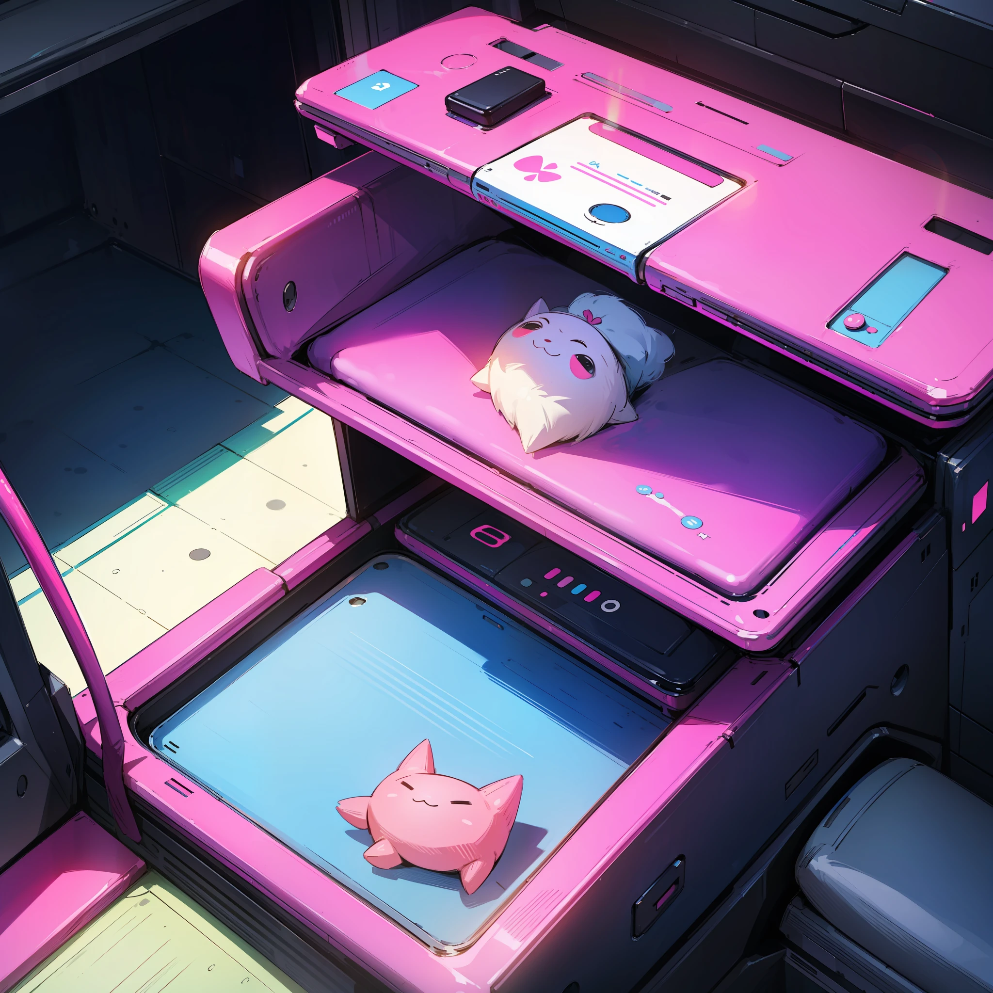 One of the technological Jo inside with blue and pink mat --auto