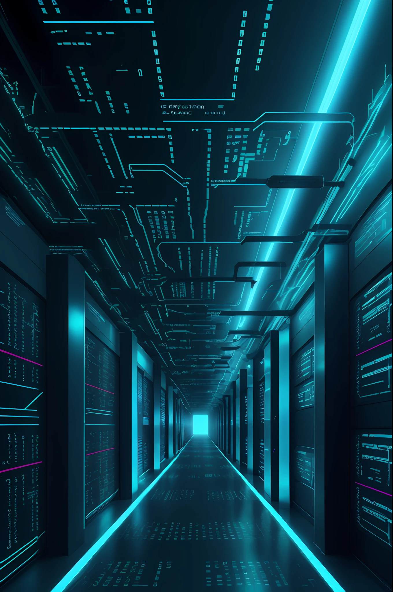 Cyberspace, a long corridor, storage grids, codes
