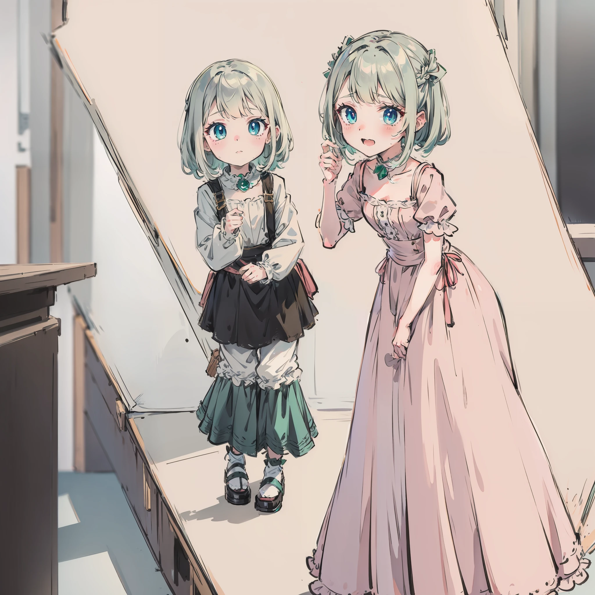 (tmasterpiece+High Picture Quality+Excellent texture),White-haired li,One meter three height,Emerald eyes,It's fun