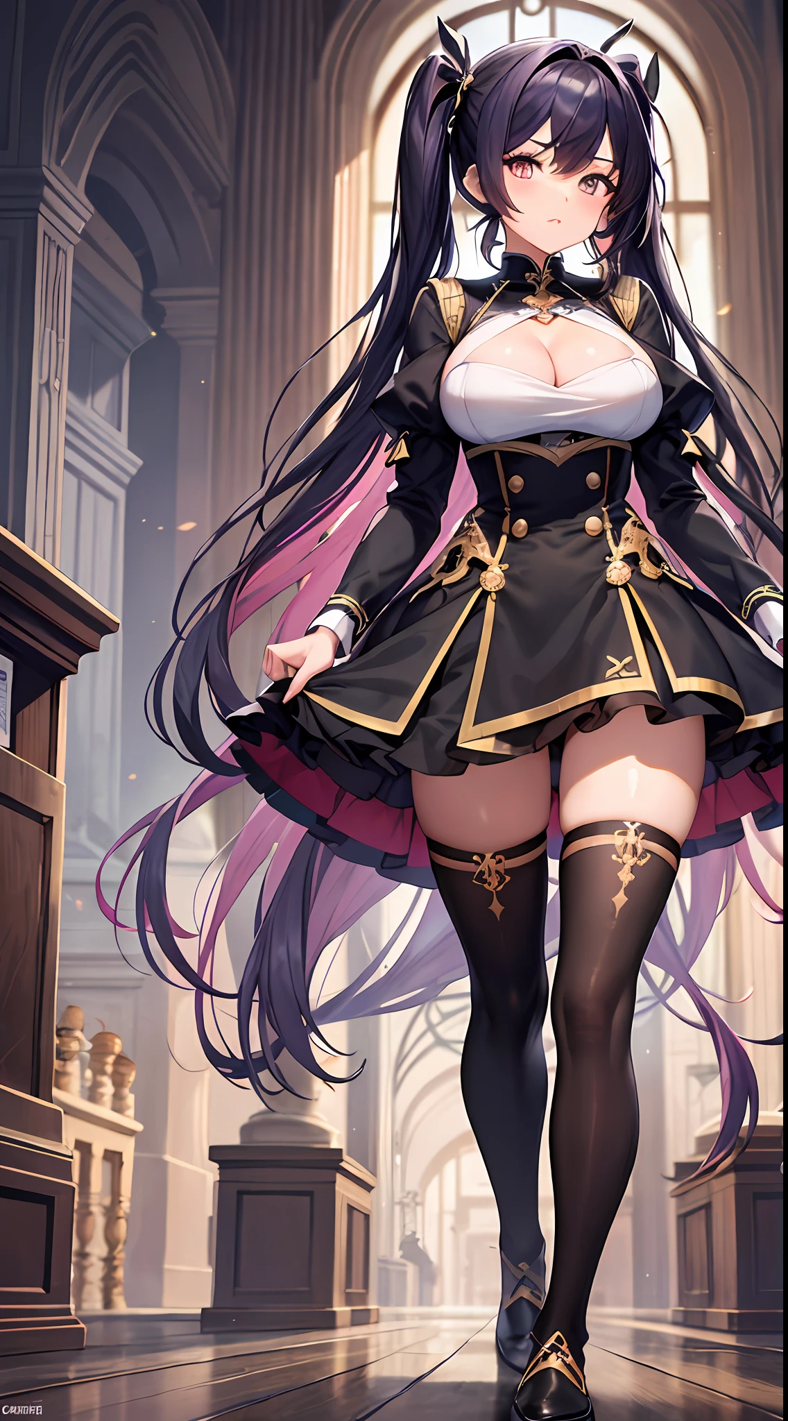 hora da maquiagem, quebrar, (qualidade superior, master part, 8k, muito detalhado, beautiful young lady), (1 : 1.5), (Loli: , (cabelo rosa), (sombra dos olhos), pele brilhante, (mascara: 1.0), (mid breast: 1.5),
(da frente: 1.8), (Cabelo Twintails), knee tights,
ultra high-resolution, Absurdo, (fundo branco), olhos amarelos, vestido com uma corrente ao seu redor, Roupas de bruxa astral, design de roupas, roupas opulentas vermelhas escuras ornamentadas, fantasy style clothing, Vestimenta em ouro vermelho e preto, Capa vermelha e preto, roupas muito detalhadas e ricas, traje vermelho e preto!!!, estilo de conjunto de anime, armadura de cor preta e avermelhada, roupas detalhadas, esquema preto e vermelho, standingn, corpo inteiro