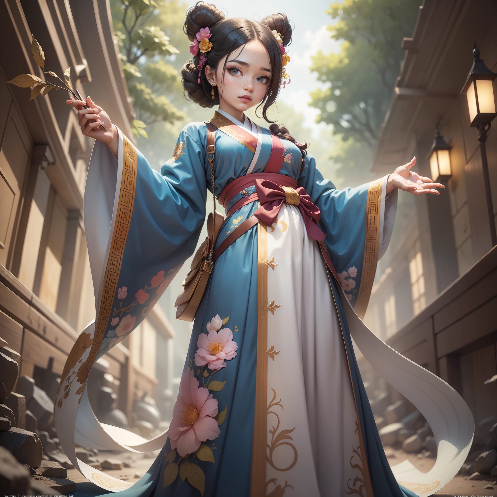 best quality,masterpiece,illustration,an extremely detailed and beautiful,extremely detailed,CG,unity,8k wallpaper,Amazing,finely detail,master,best quality,official art,extremely detailed CG unity 8k wallpaper,absurd,unbelievable Ridiculous, huge file size, super detailed, high resolution, very detailed, beautiful detailed girl, very detailed eyes and face, beautiful detailed eyes, light on face, (Hanbok: 1.1), 1girl, full body, full body Photo, ru_qun