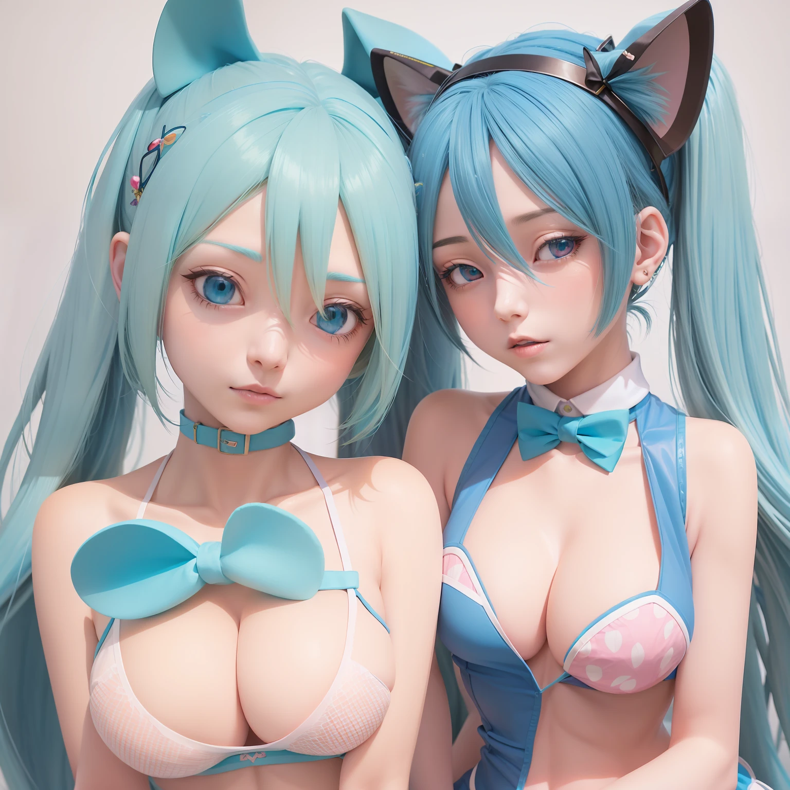 anime girl with blue hair and cat ears in a school uniform, mikudayo, Anime girl with teal hair, style of anime4 K, anime moe art style, hatsune miku portrait, Portrait of Hatsune Miku, anime girl with cat ears, Anime style. 8K, realistic anime artstyle, Realistic anime 3 d style, hyper realistic anime, Anime waifu