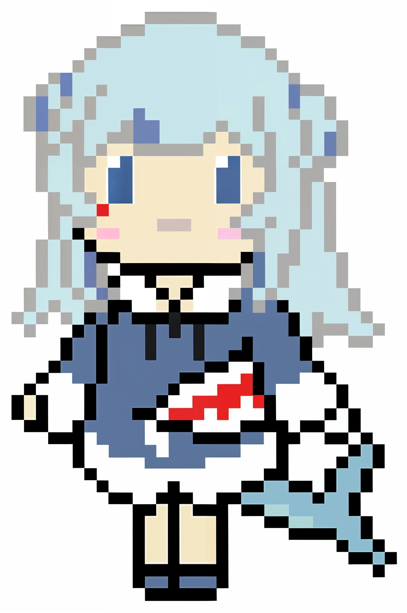 pixel art of a girl with a blue hair and a blue cape, 《Ghost Wind Special Assault Team》The art of pixels, 2 d sprites, rimuru, sprite 2 d, visual novel sprite, Kantai collection style, small curvaceous loli, pixel art sprite, sprite art, 2d anime, small li girl, touhou character, cirno touhou