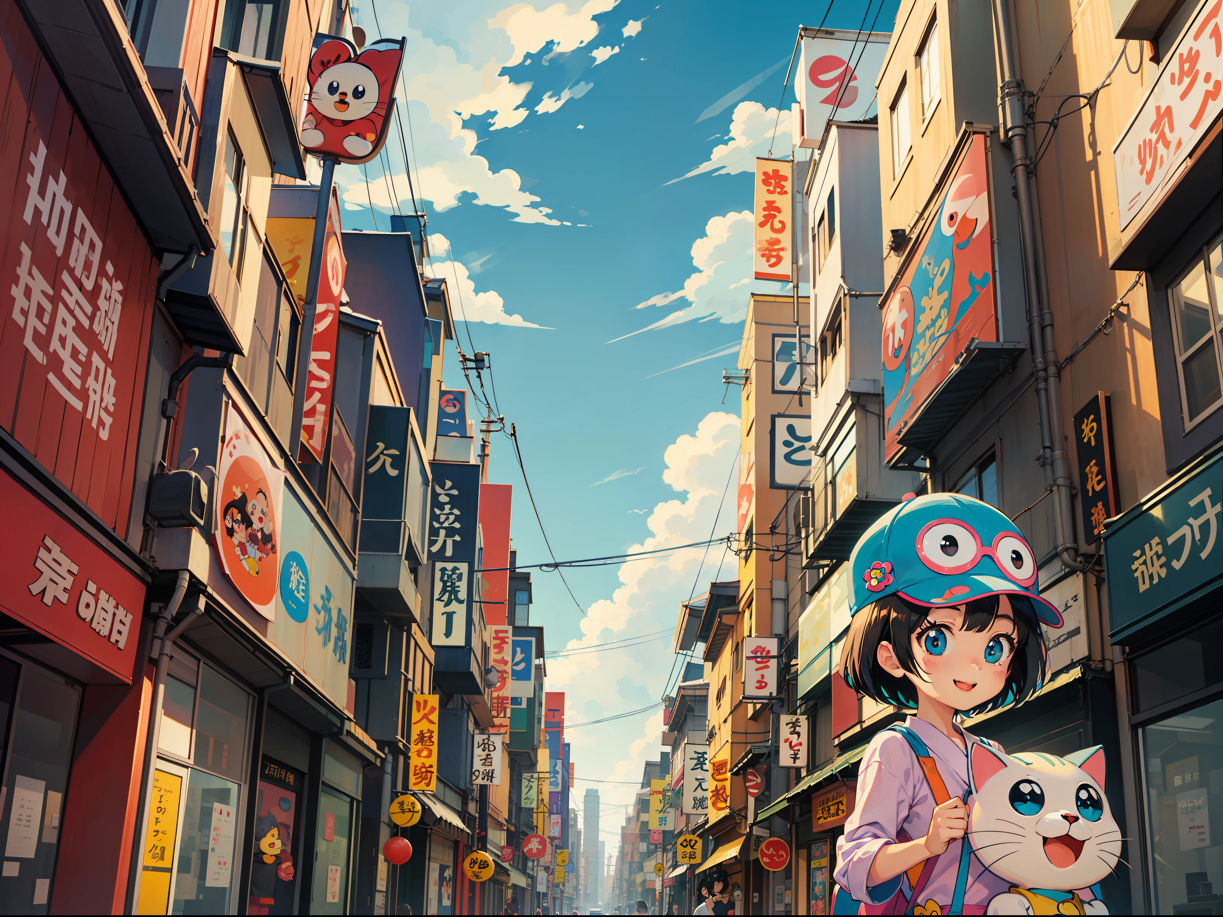 cartoon character dora dora dora dora dora dora dora dora dora dora dora dora dora dora dora dora dora dora dora, Doraemon, japanese mascot, by Murakami, author:Murakami Kagura, takashi murakami art style, 😃😀😄☺🙃😉😗, the cat is smiling,