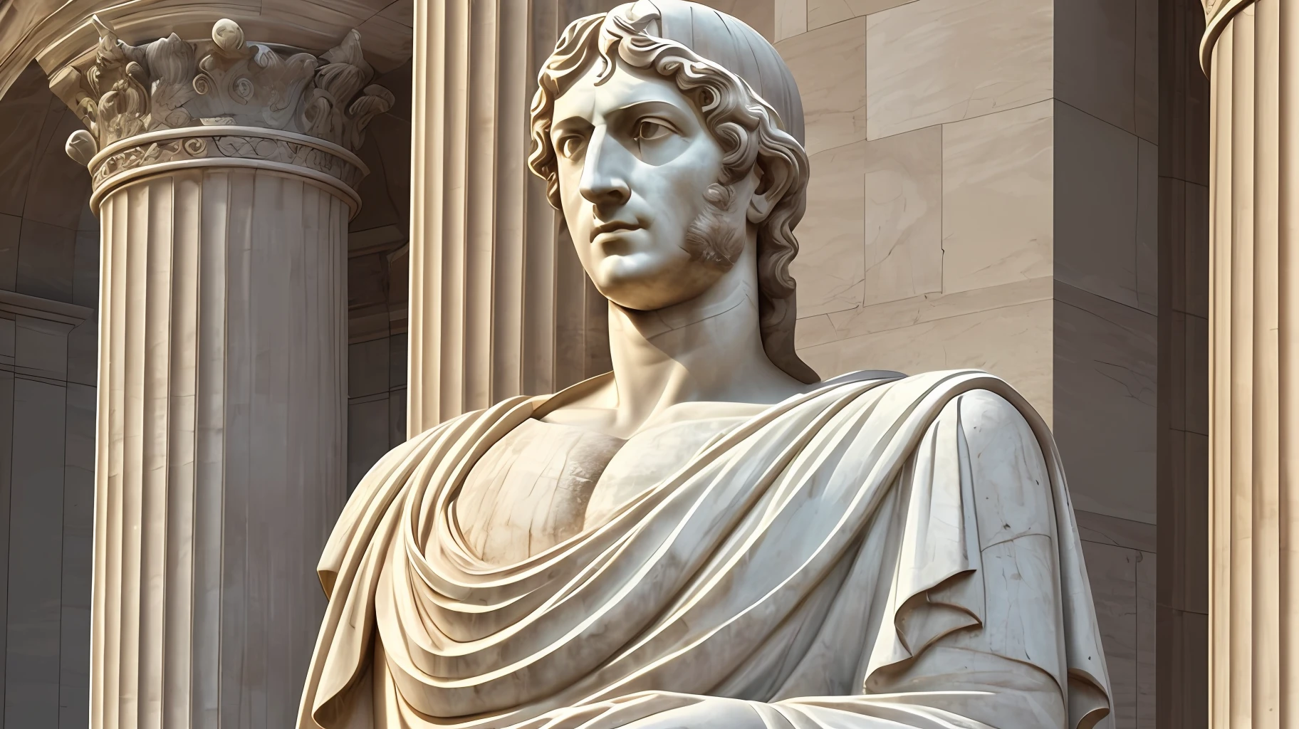 Portrait, realism, photorealism, ancient Roman emperor, as a white marble statue --auto --s2