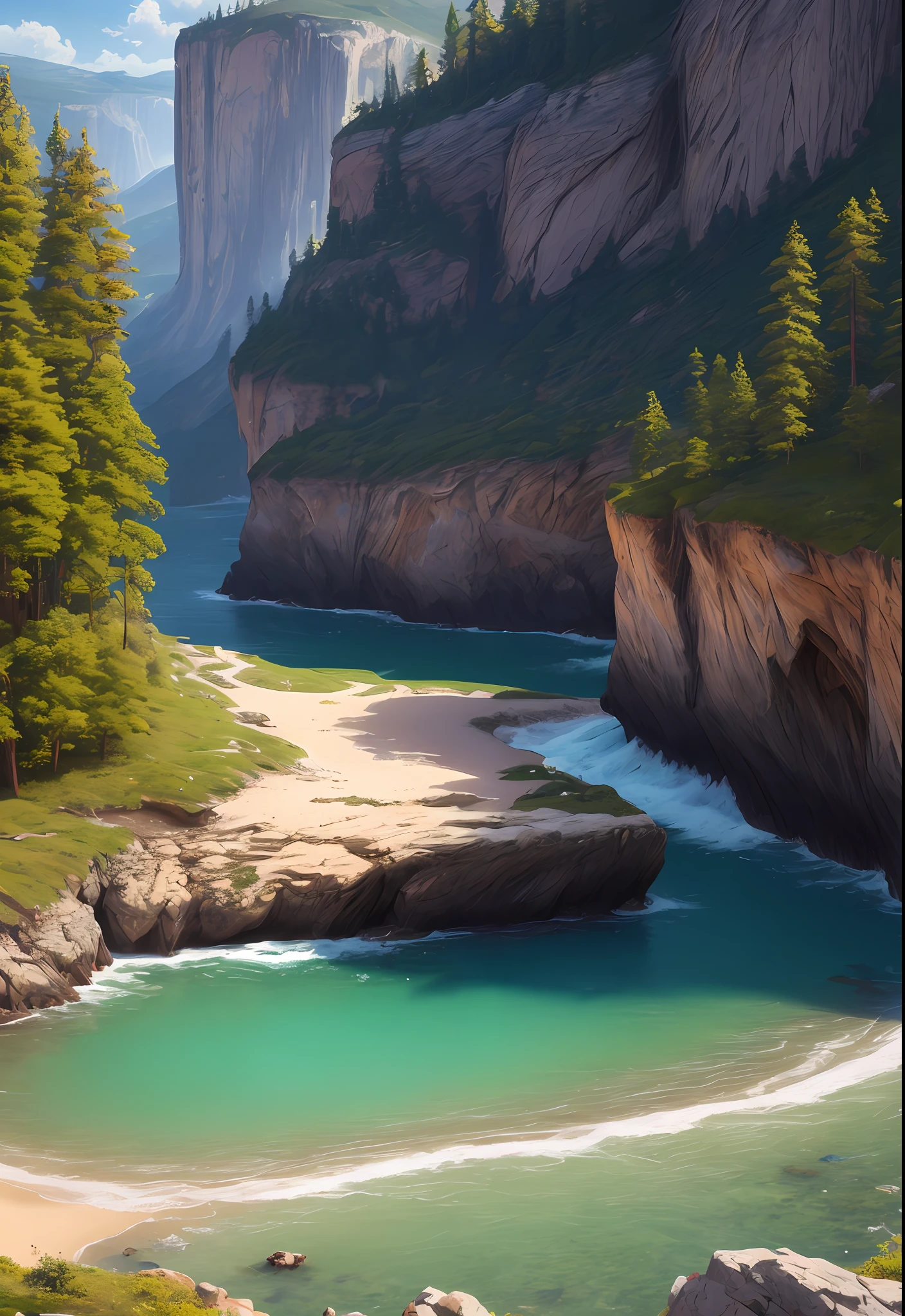 landscape,water,(extremely detailed CG unity 8k wallpaper), most beautiful artwork in the world,professional majestic oil painting,intricate, High Detail, Sharp focus, dramatic, photorealistic painting art