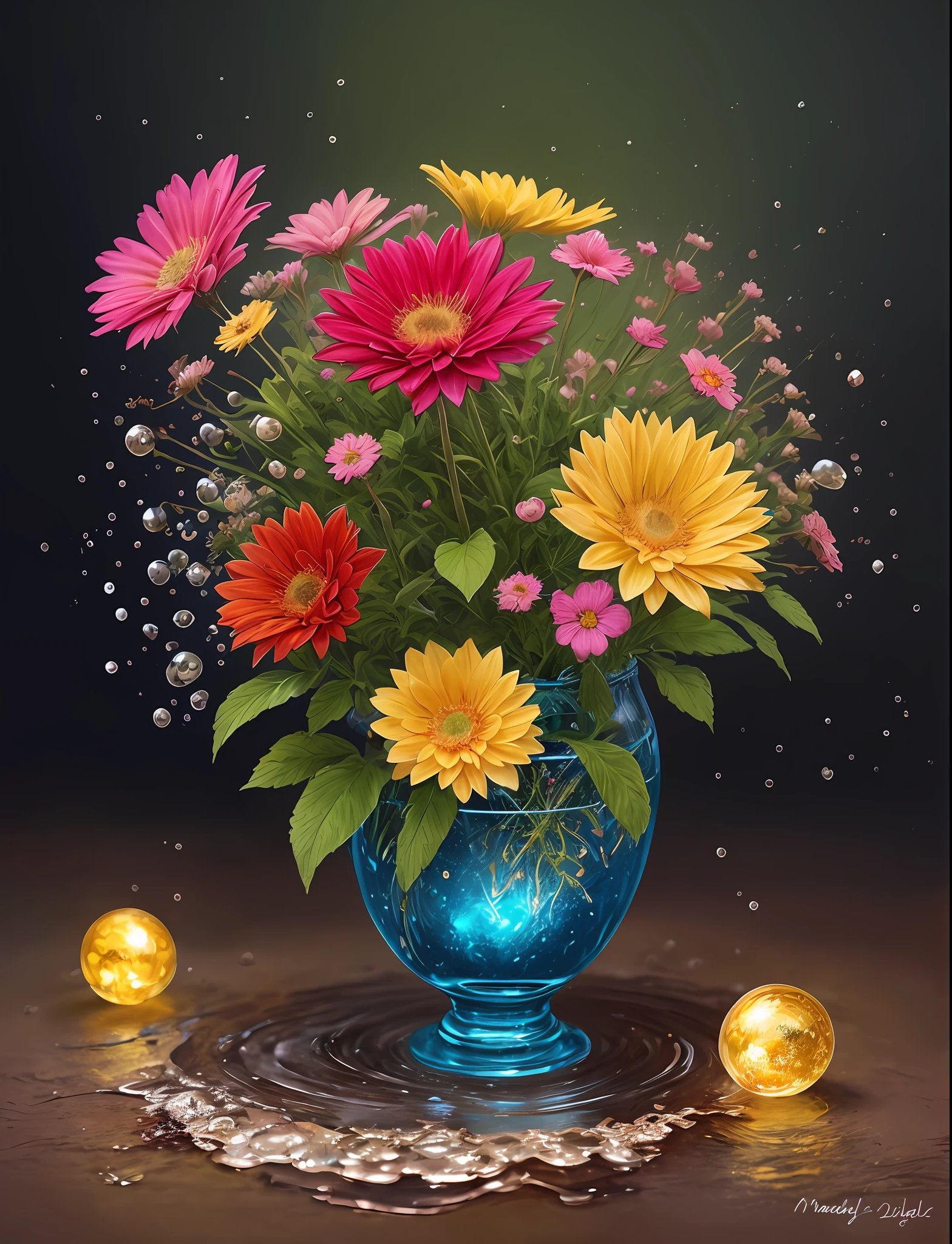 art by Mandy Disher, digital art, 8k, Jean-Baptiste Monge style, bright, beautiful, splash, Glittering, cute and adorable, filigree, rim lighting, lights, extremely, magic, surreal, fantasy, digital art, wlop, artgerm and james jean