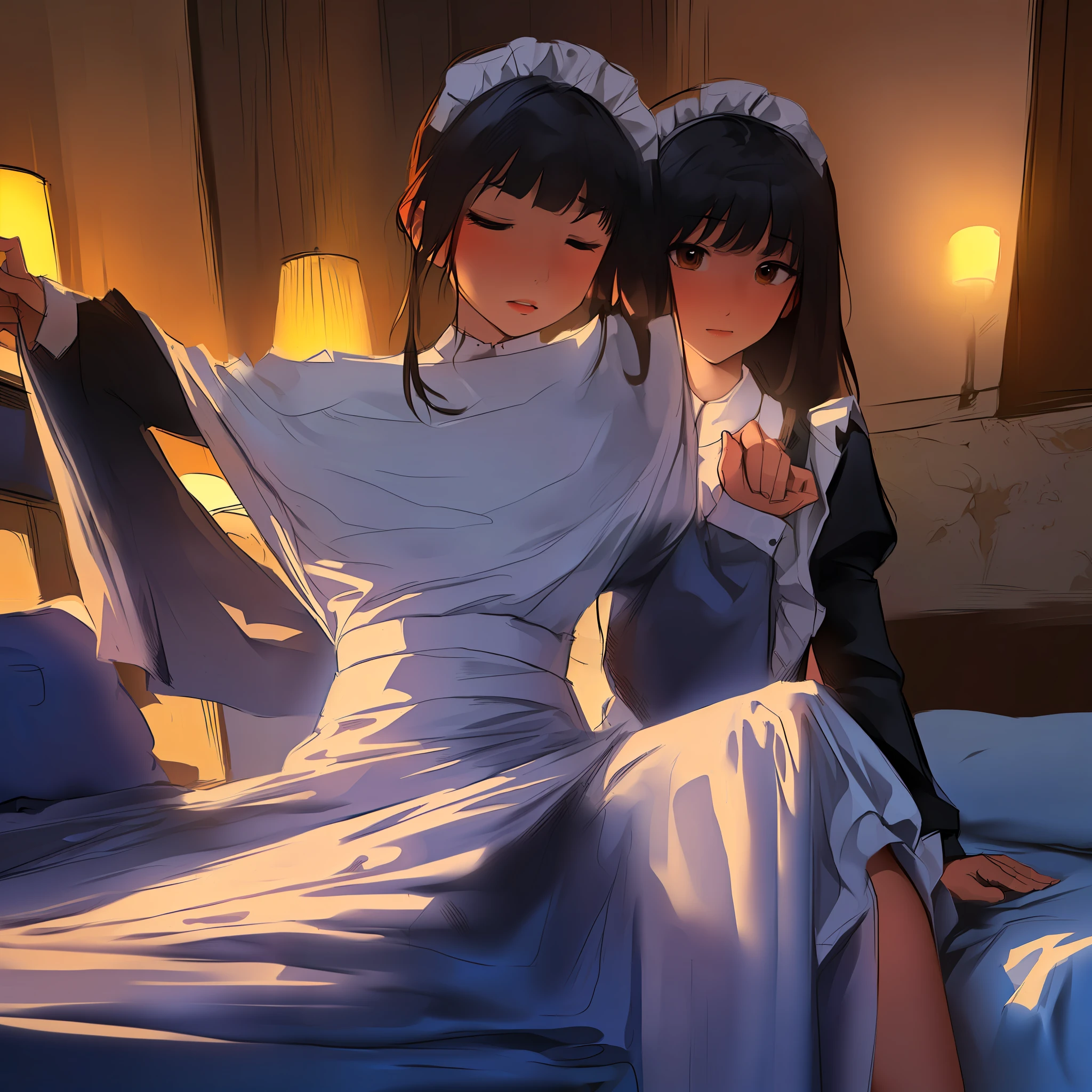 Kizi,Transparent maid outfit,onbed,sitted, --auto