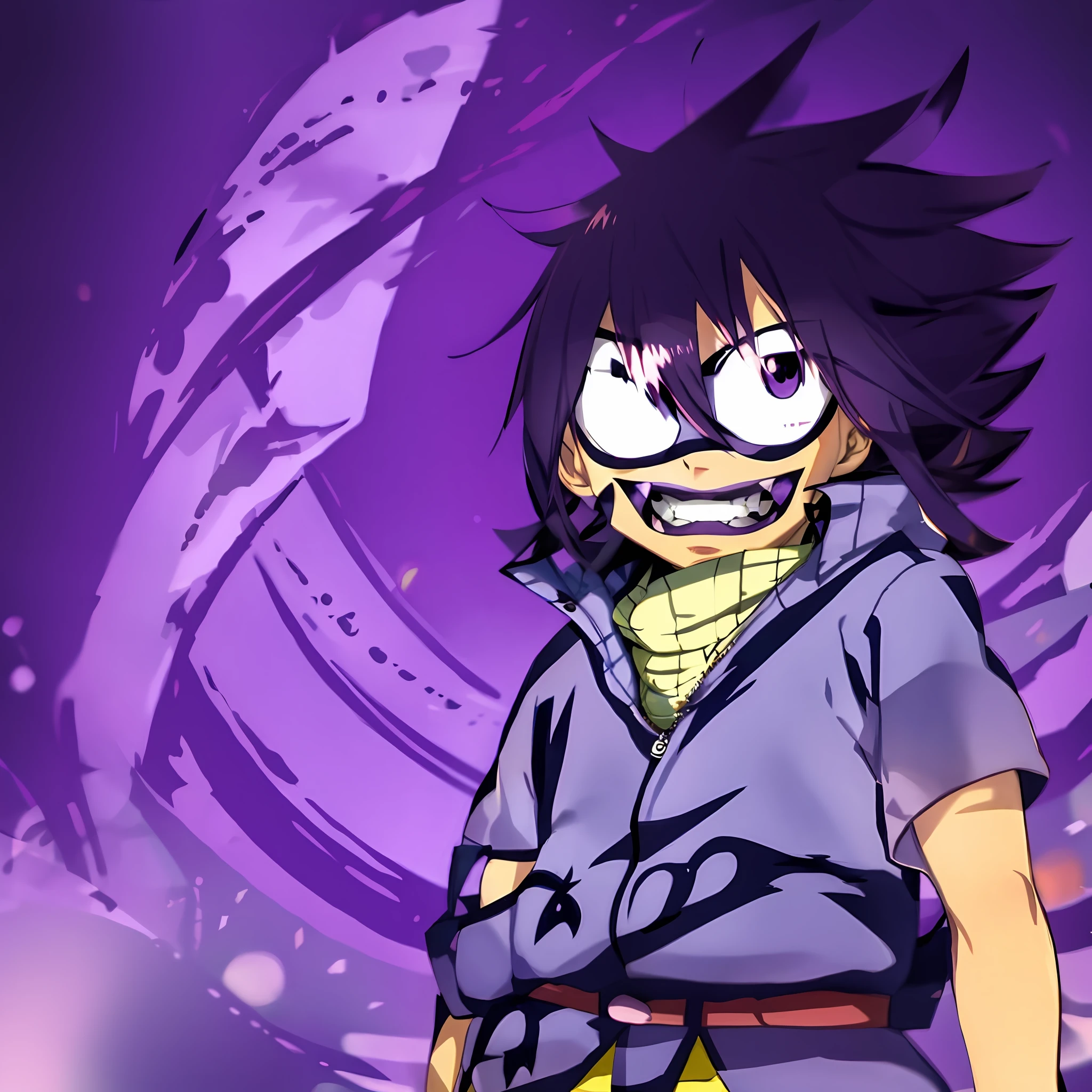 cartoon character with a purple background and a purple background, inspired by Sugimura Jihei, inspired by Awataguchi Takamitsu, Uchiha sasuke, murdoc niccals, inspired by Ei-Q, profile picture 1024px, joker looks like naruto, inspired by Un'ichi Hiratsuka