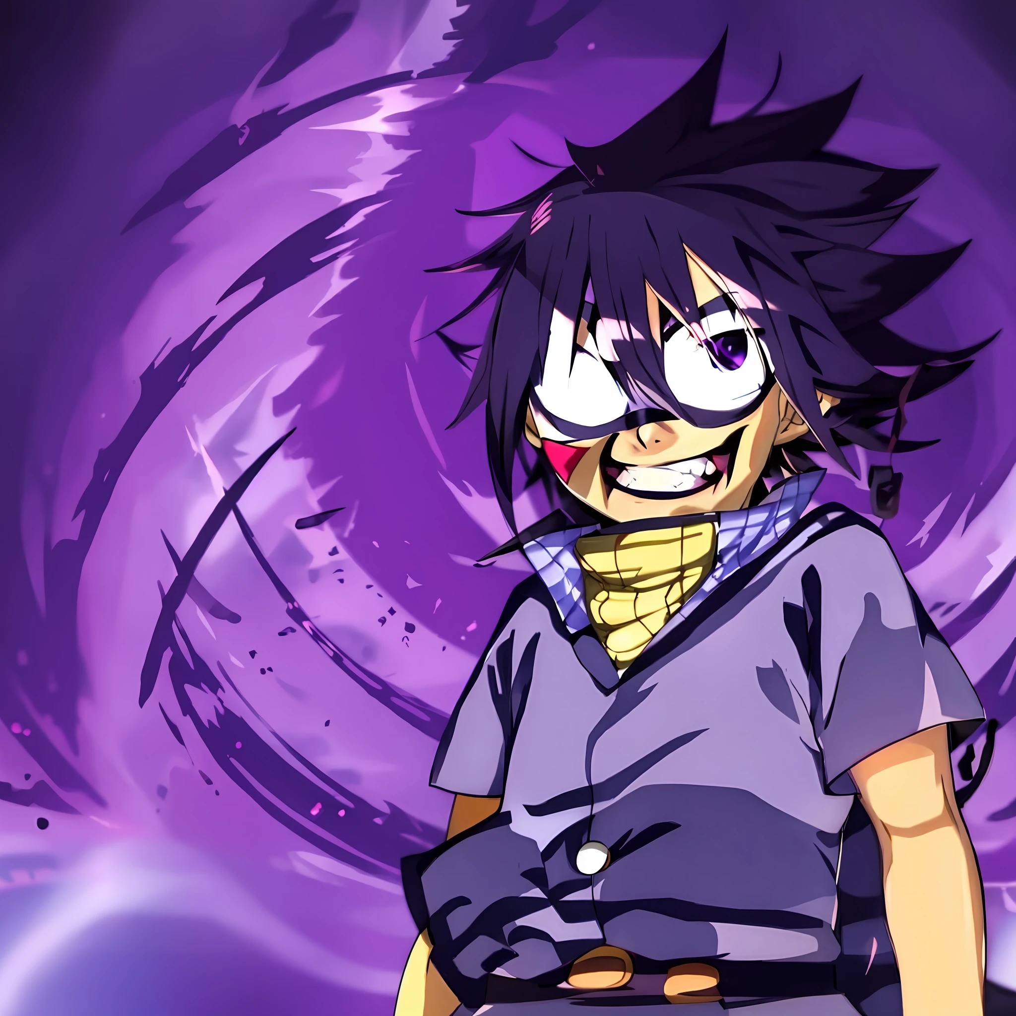 cartoon character with a purple background and a purple background, inspired by Sugimura Jihei, inspired by Awataguchi Takamitsu, Uchiha sasuke, murdoc niccals, inspired by Ei-Q, profile picture 1024px, joker looks like naruto, inspired by Un'ichi Hiratsuka