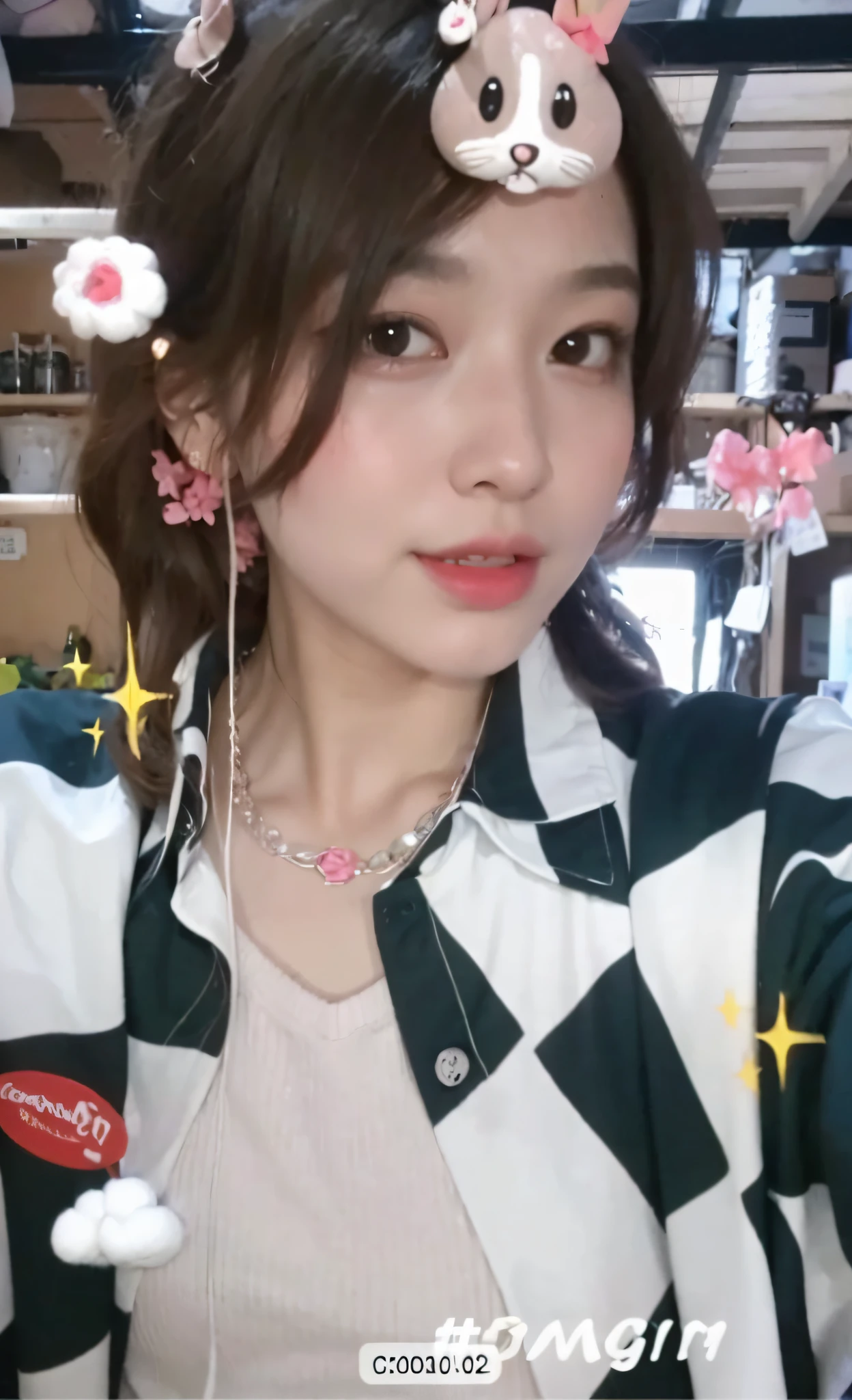 (highly detailed body, highly detailed face, best quality:1.2) ,A Woman, look at viewer, (Pink bra, Jeans), (Pink bougainvillea mess in background:1.4)