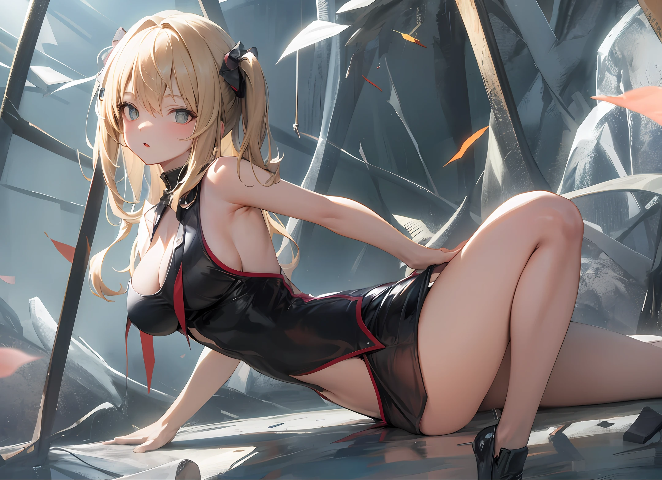 legs spread open，nedium breasts ，ssee-through