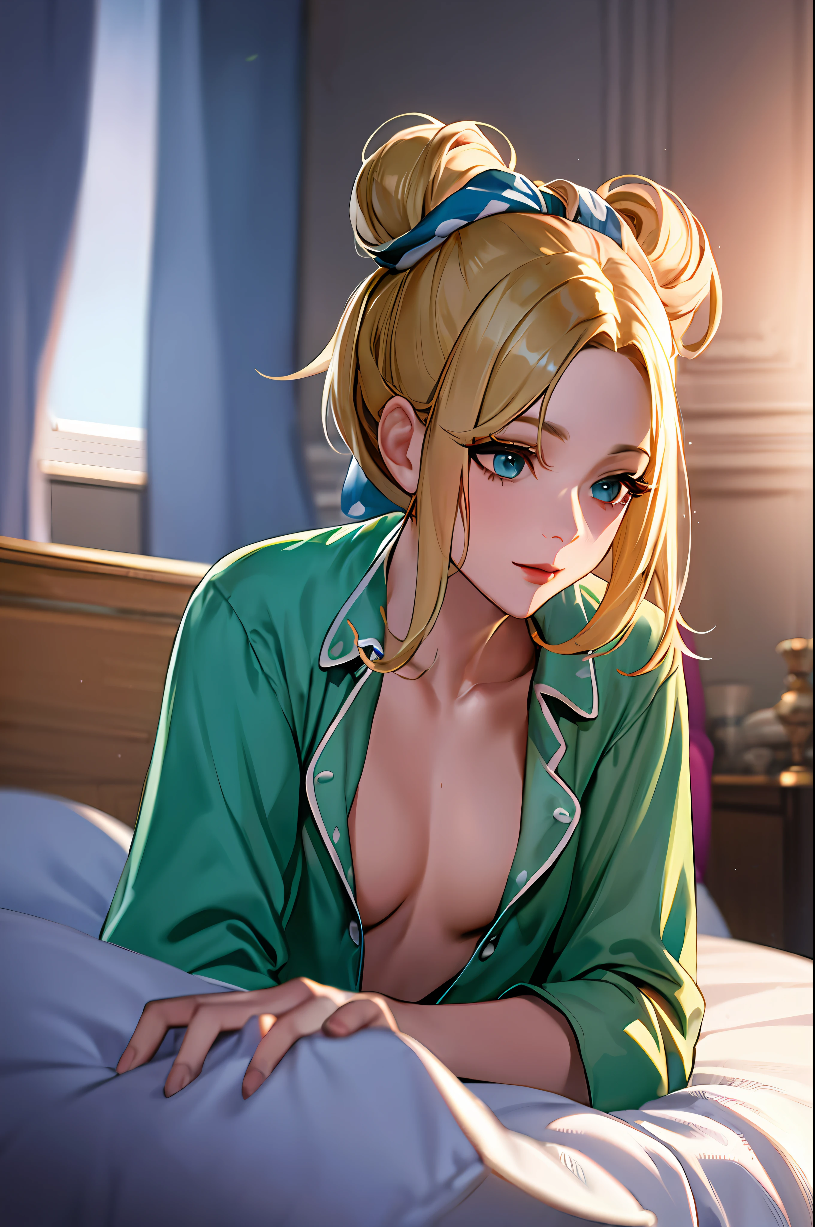 Bedrooms,pyjamas,Superb beauty,hugetits,Hair tied up,Yellow people,