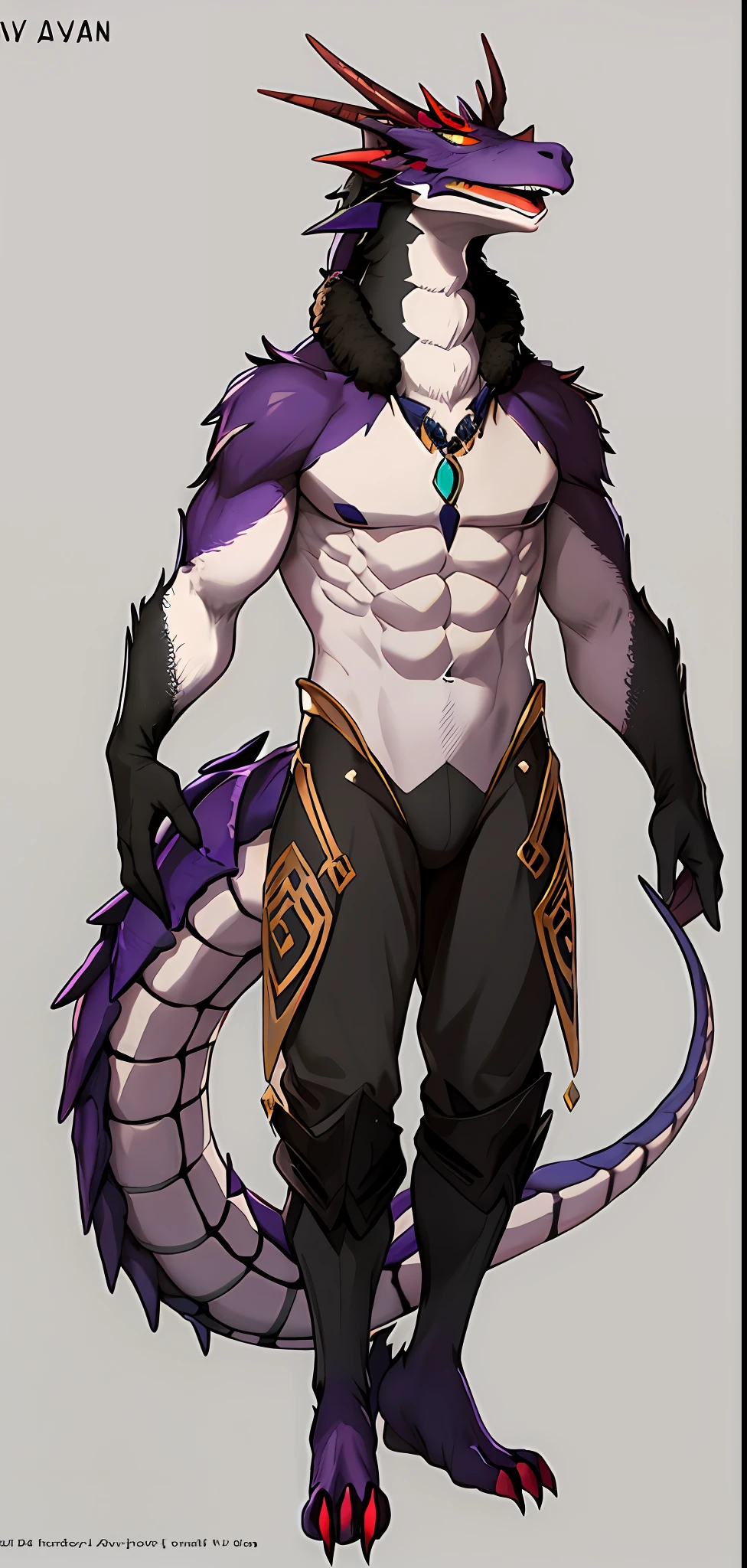 Anthropomorphic dragon males,One tail,Cyan purple,Furry art,vulva,Wearing a semi-nude Han costume