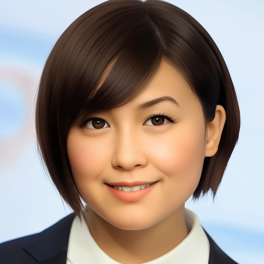 A short hair slightly chubby goose egg face,A girl dressed very conservatively