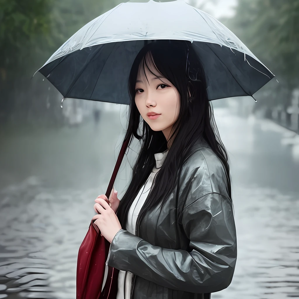 beautfull woman,Rain,Clothes are soaked,Shy,比基尼