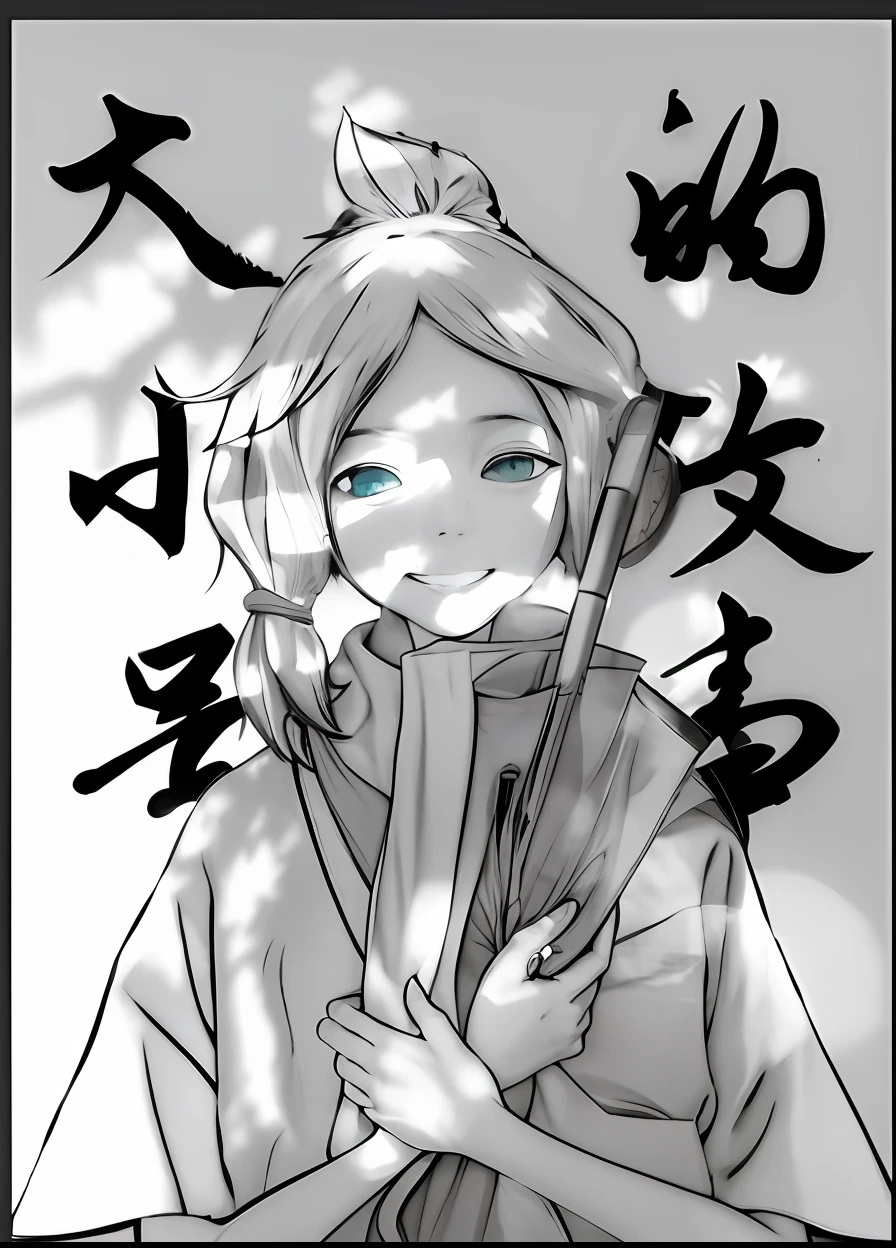 "(Simple comic book style+Light meets fandom) The most beautiful illustration A  boy holding an umbrella(Two blue eyes:1.2+Black and white eyes:0.9)，Lovely smile，(Simple coloring+anime shadows:1.1)。"