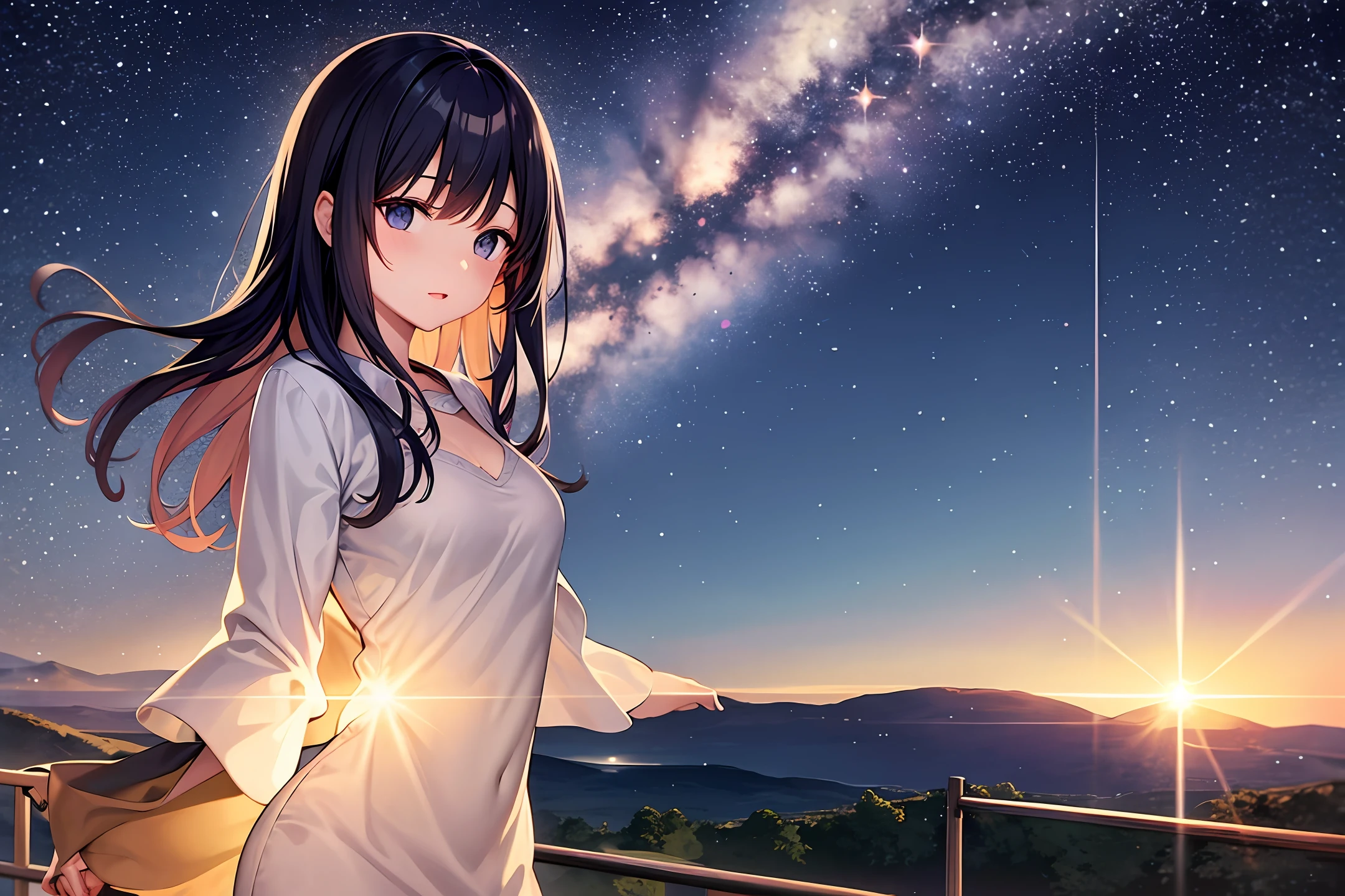 under the starry night sky