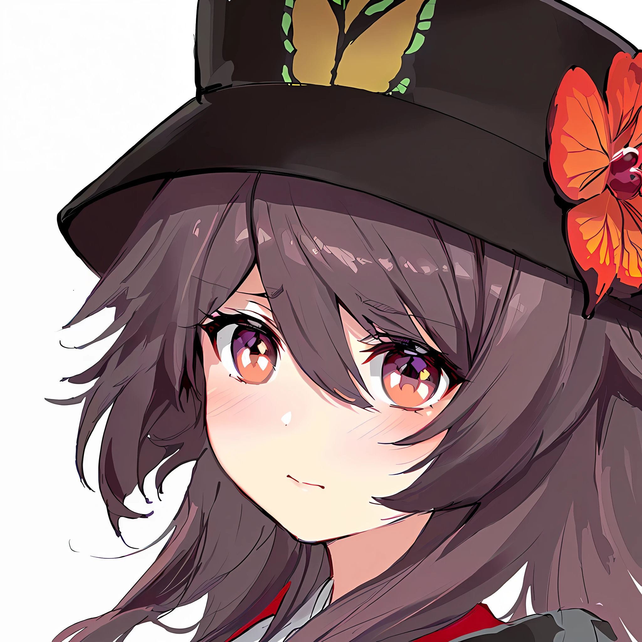 Red plum pupils，black-hair，Butterfly fire