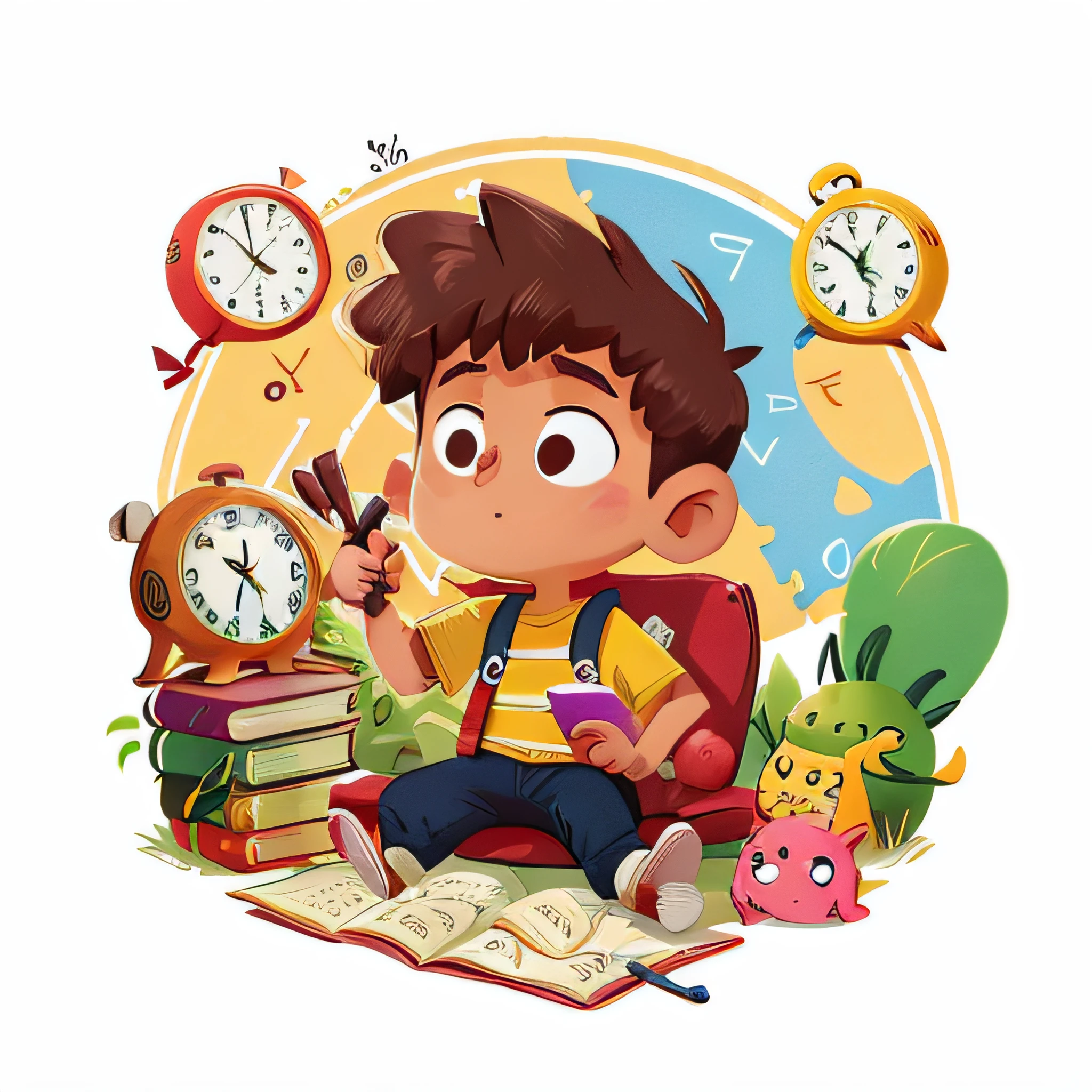 Lucas sentado em sua poltrona de couro imaginando um "mapa do tesouro"