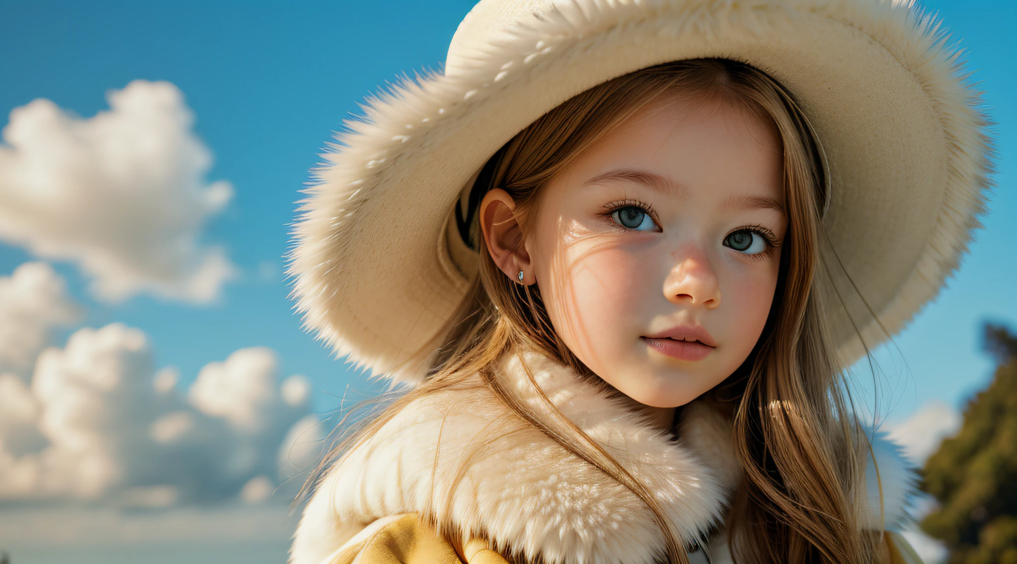 GIRL BLONDE CHILD IN BRAID, in a fur coat and hat posing for a photo, modelo jovem lindo, usando uma boina francesa, ombreiras de pele, usando uma boina, estilo peludo, menina elegante, mackenzie foy, usando um casaco de pele, jovem, usando um casaco de pele de luxo, menina bonito, childrens, menina pequena, modelo muito bonita, modelo de moda, uma boina oversized