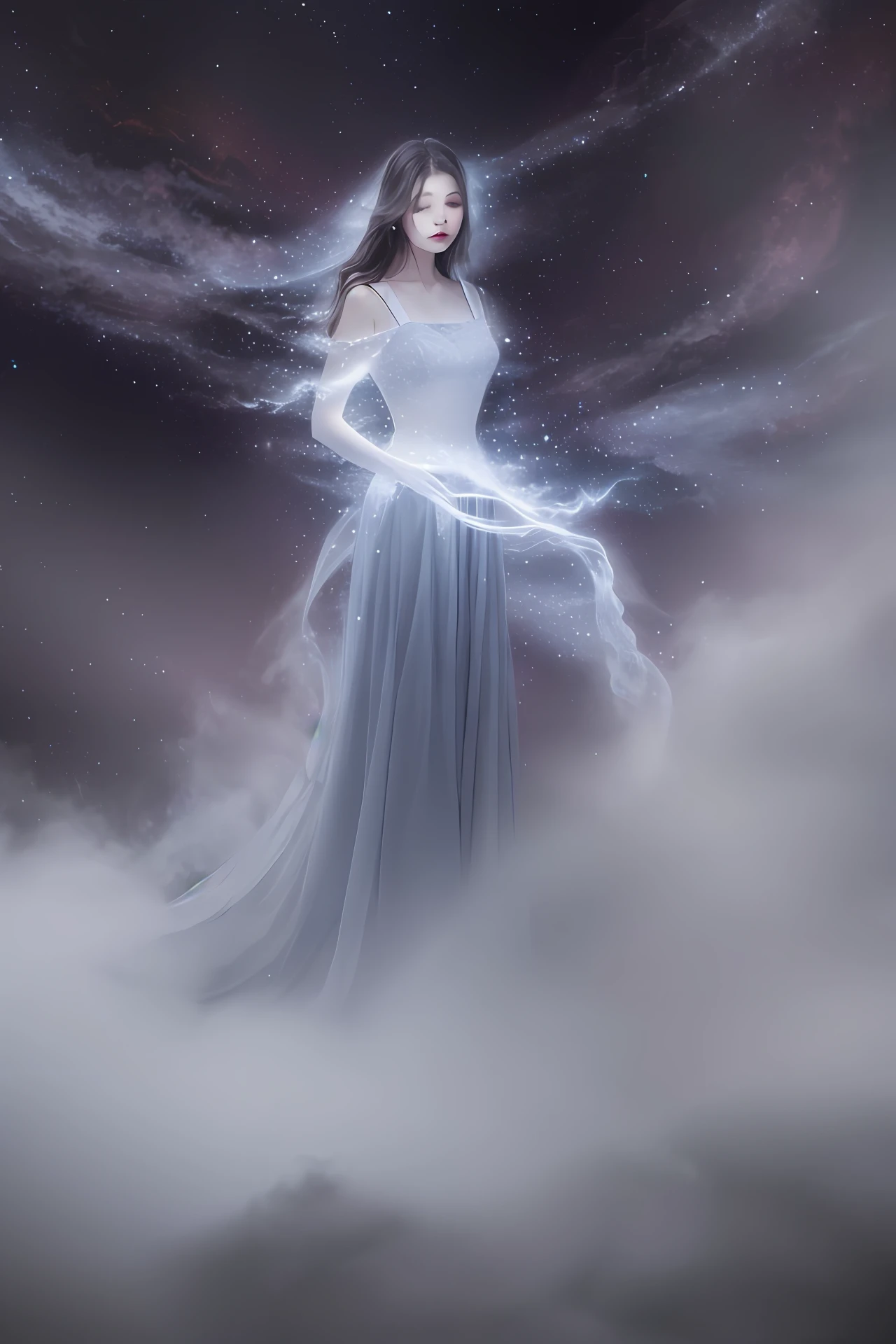 Ethereal maiden in the fog