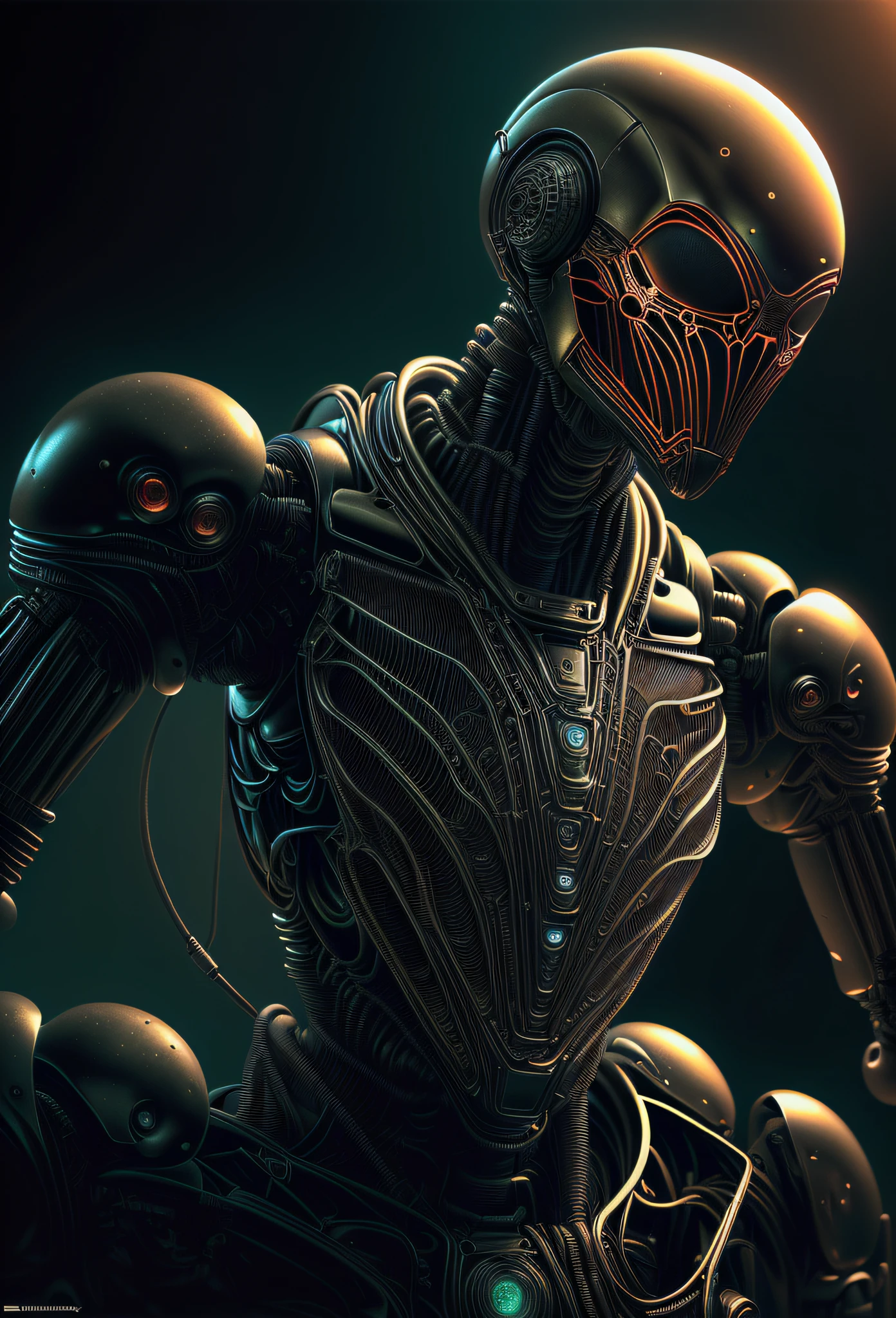cinematic bust portrait of psychedelic robot from left, head and chest only, exotic alien features, robotic enhancements, desaturated, tim hildebrandt, wayne barlowe, bruce pennington, donato giancola, larry elmore, oil on canvas, masterpiece, trending on artstation, featured on pixiv, cinematic composition, dramatic pose, beautiful lighting, sharp, details, hyper - detailed, hd, hdr, 4 k, 8 k